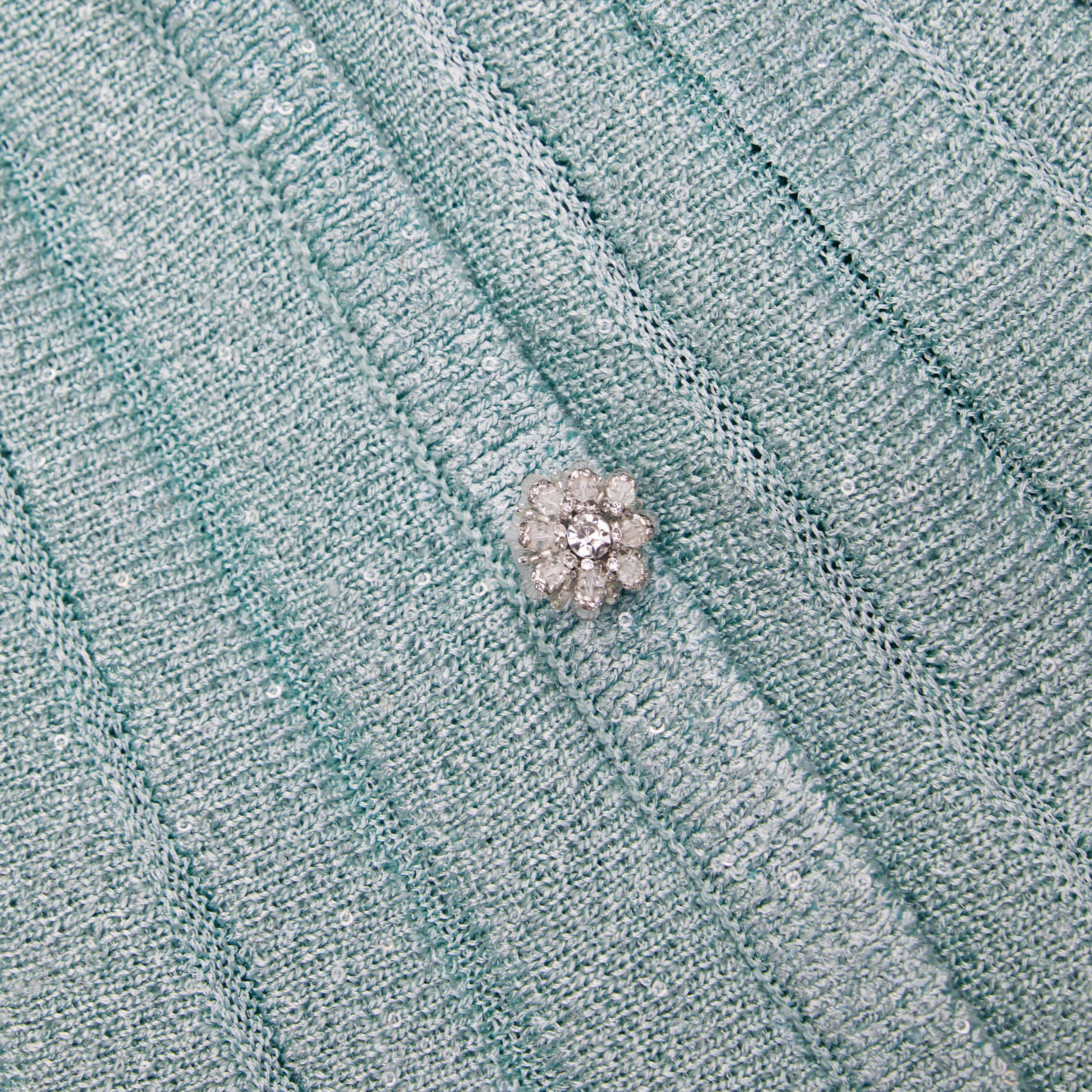 Mint Sequin Pleated Knit Skirt - Image 5