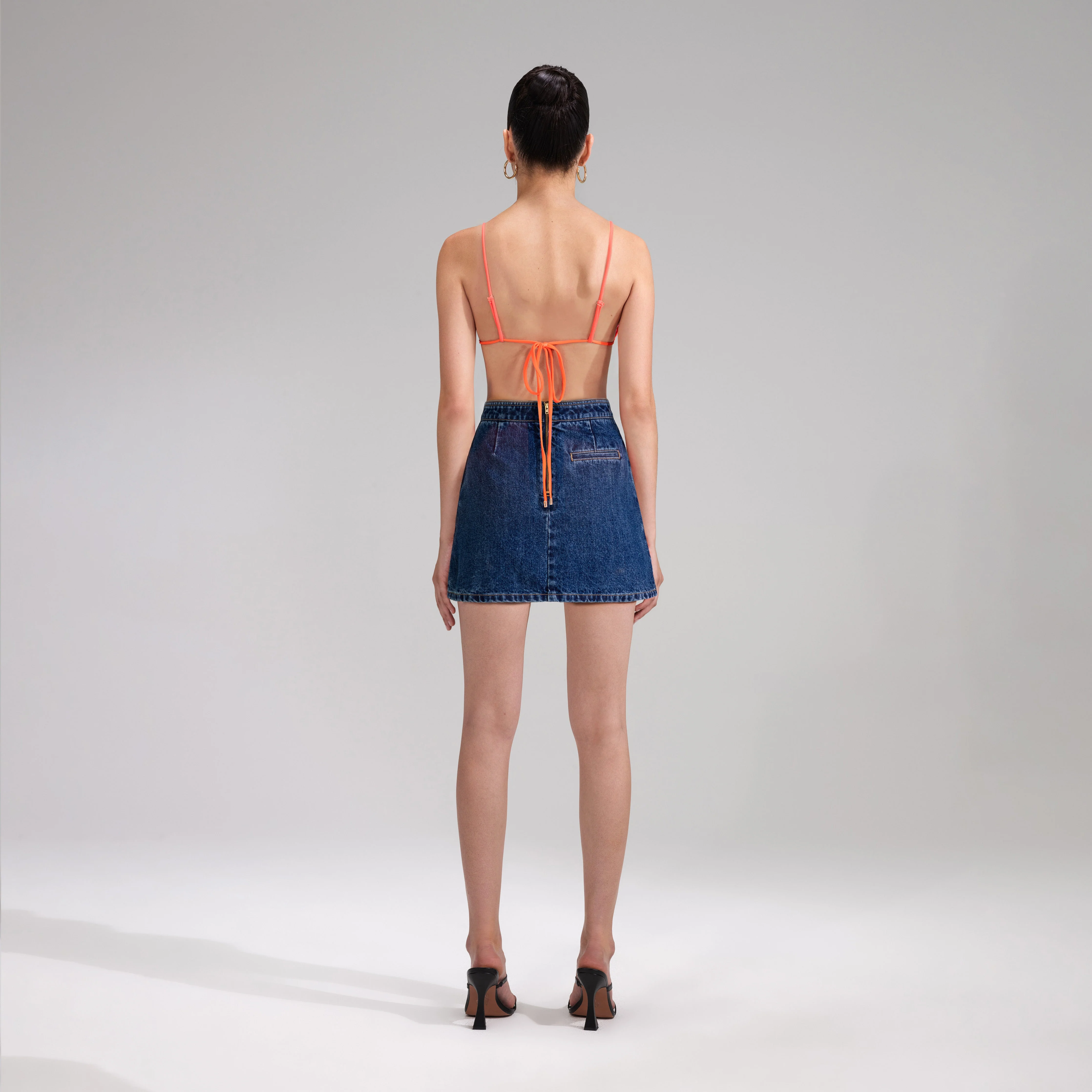 Orange Rhinestone Triangle Bikini Top - Image 3
