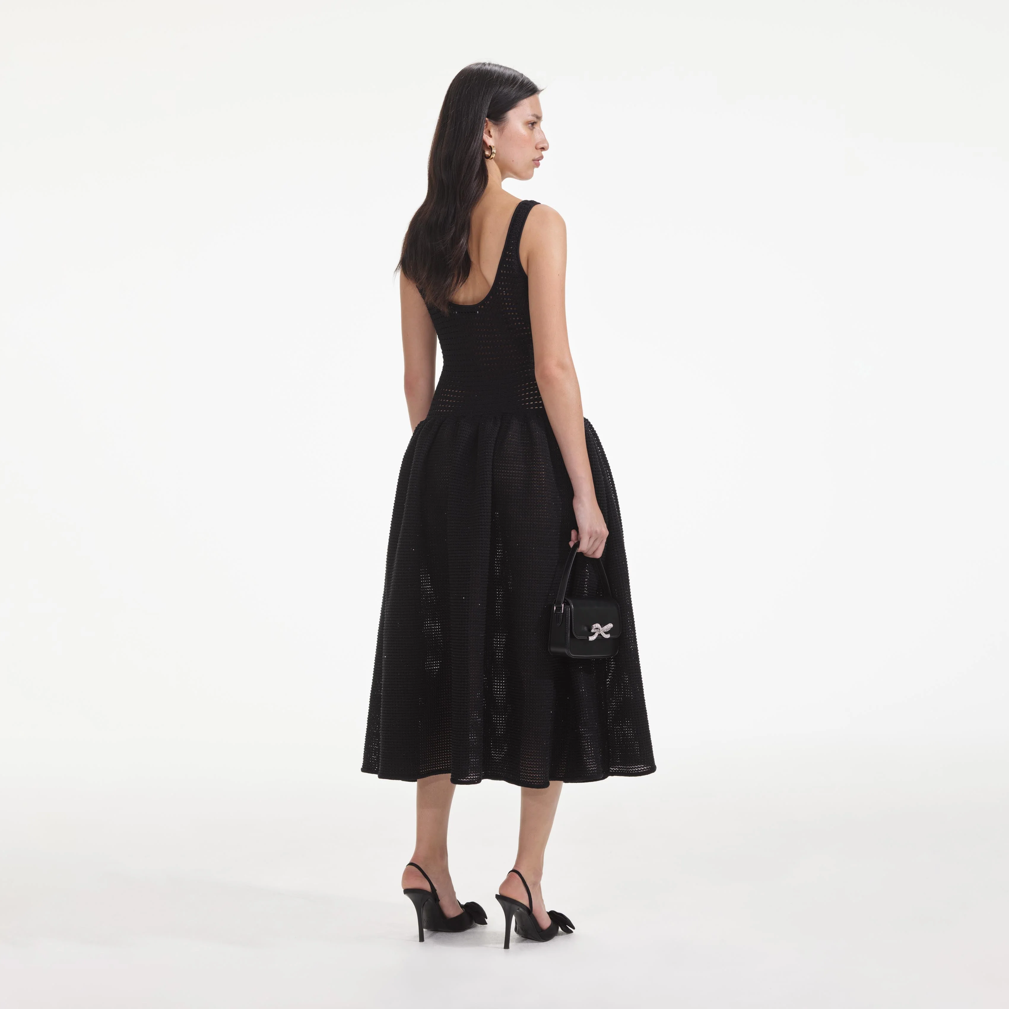 Black Crochet Knit Midi Dress - Image 3