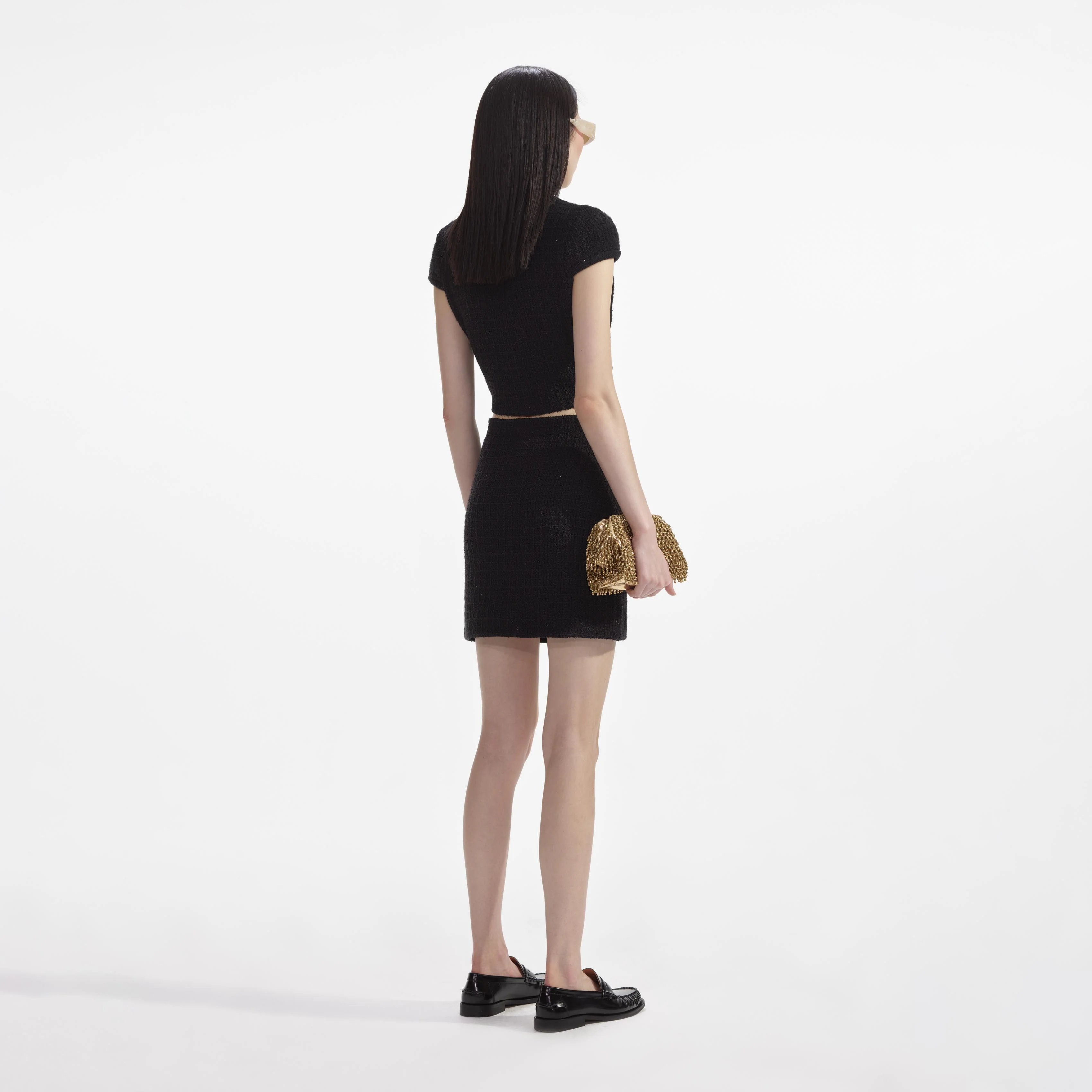 Black Jewel Button Knit Mini Skirt - Image 3