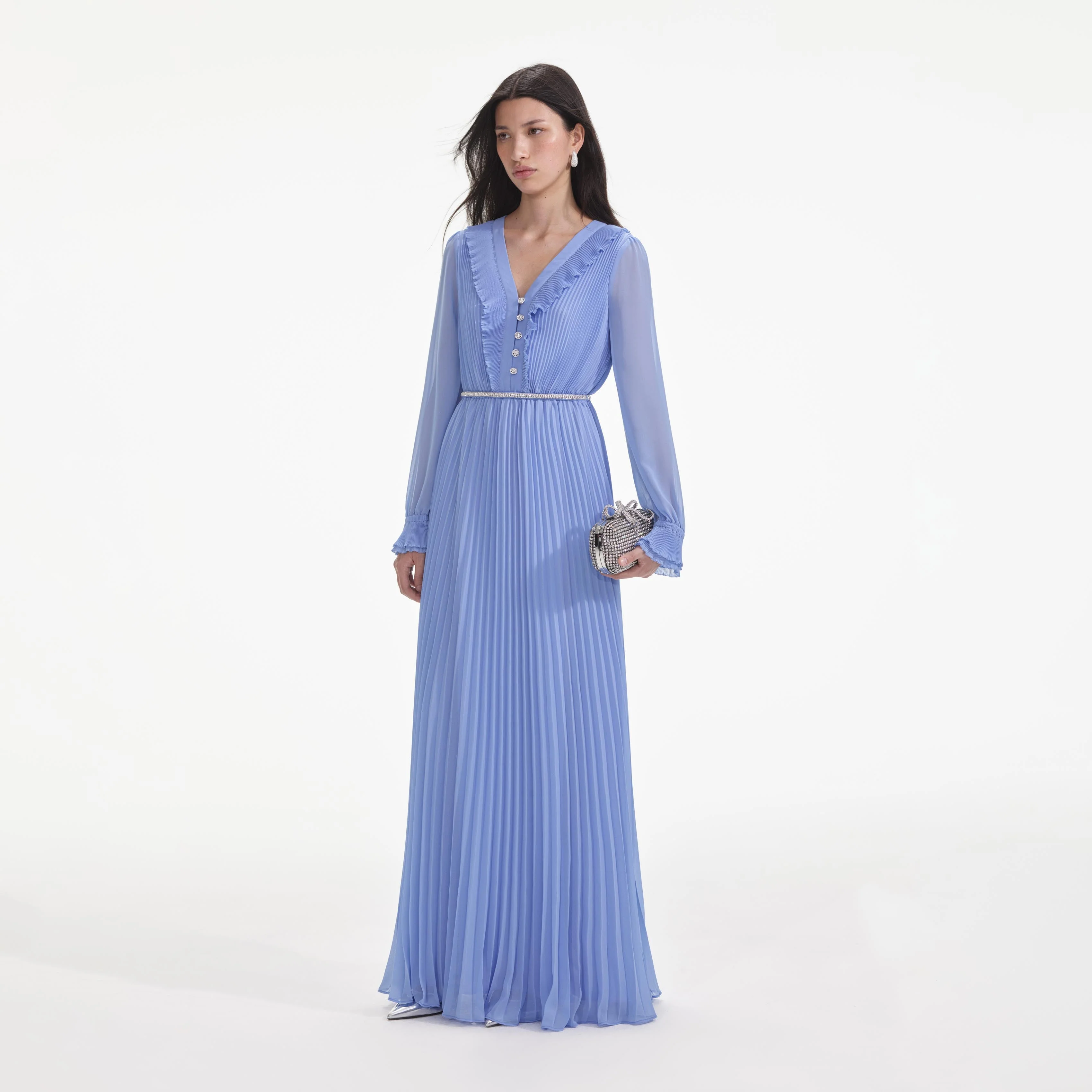 Blue Chiffon Maxi Dress - Image 2