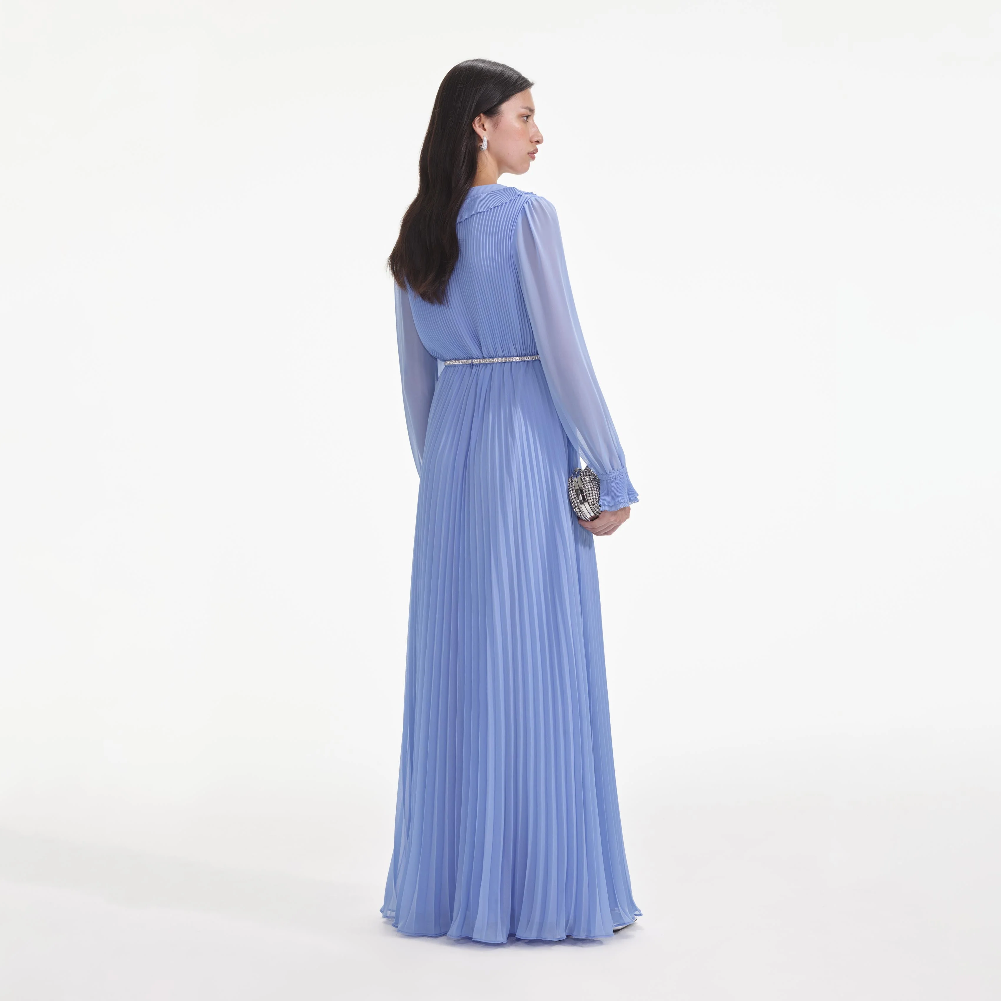 Blue Chiffon Maxi Dress - Image 3