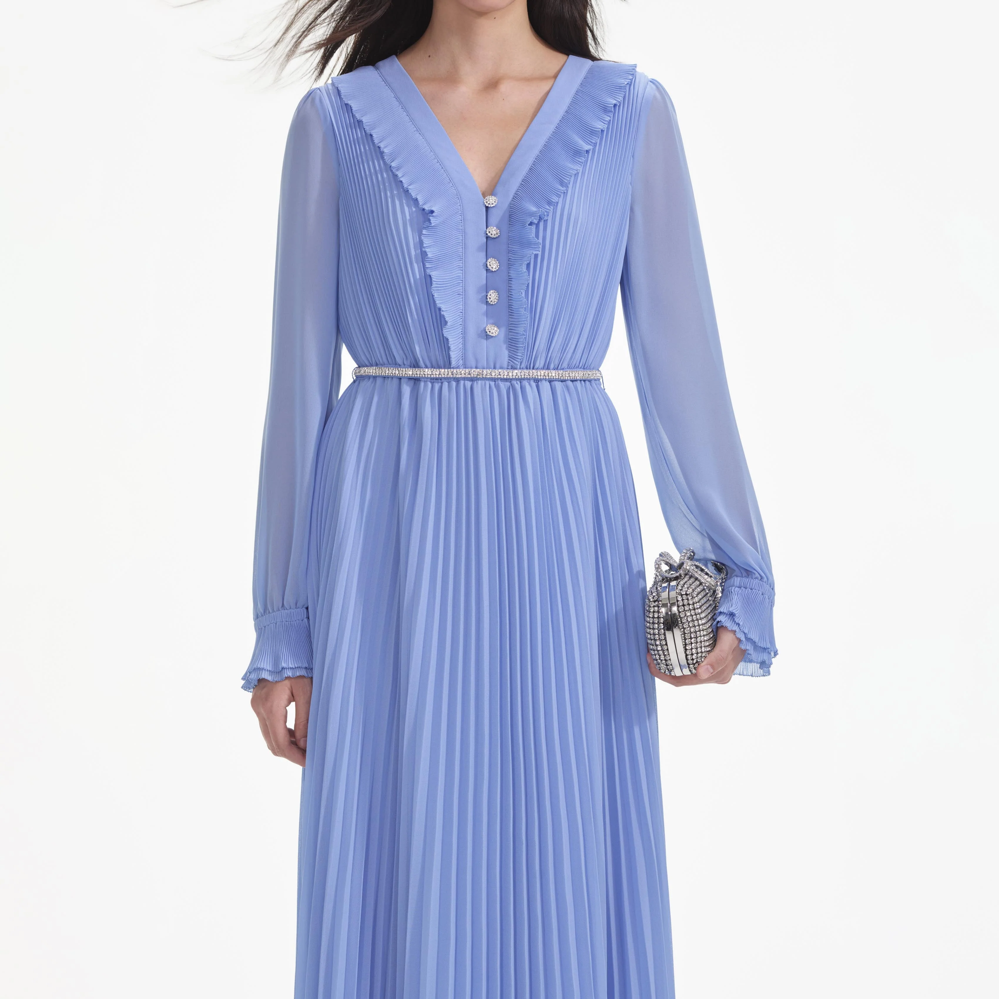 Blue Chiffon Maxi Dress - Image 4