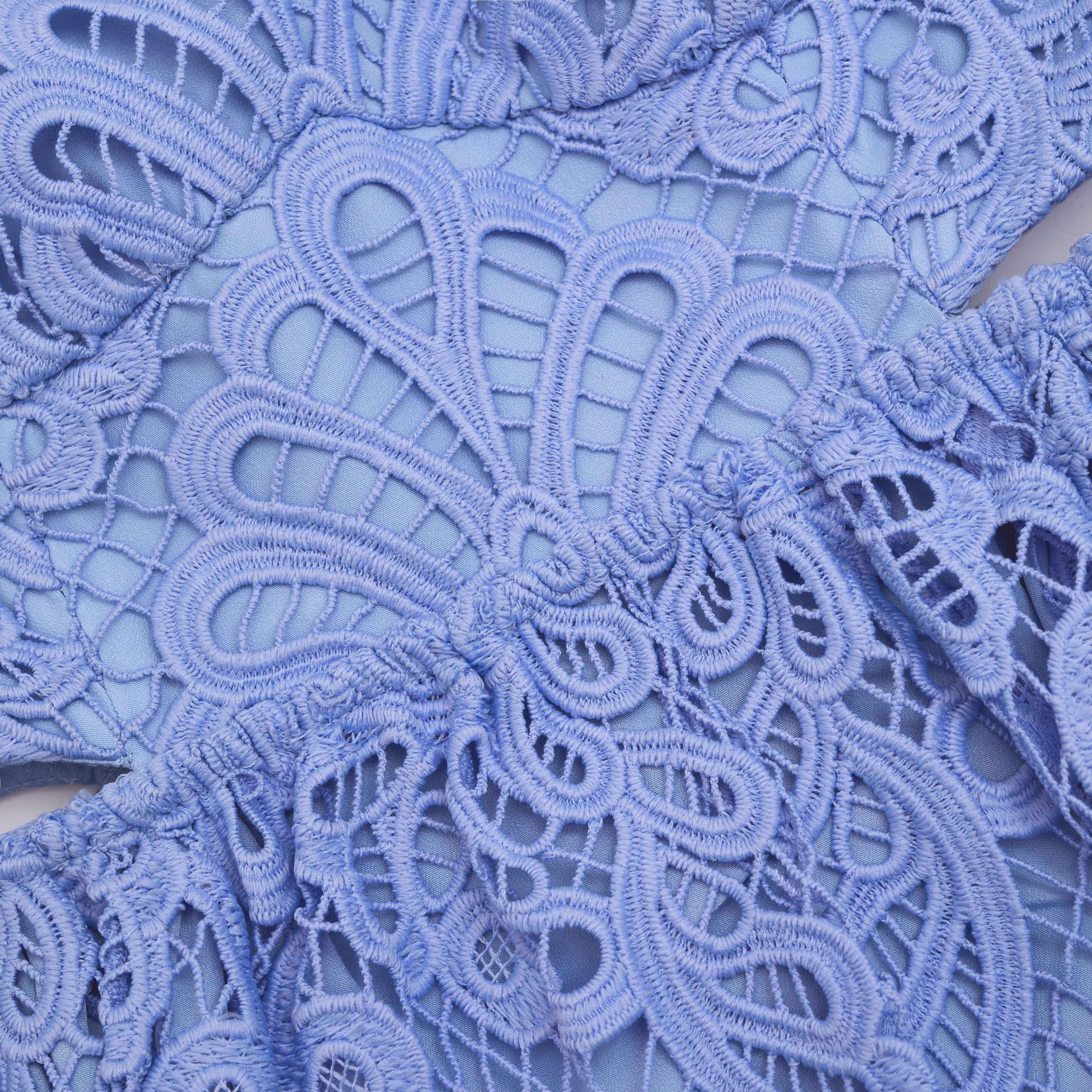 Blue Lace Cut Out Midi Dress - Image 5