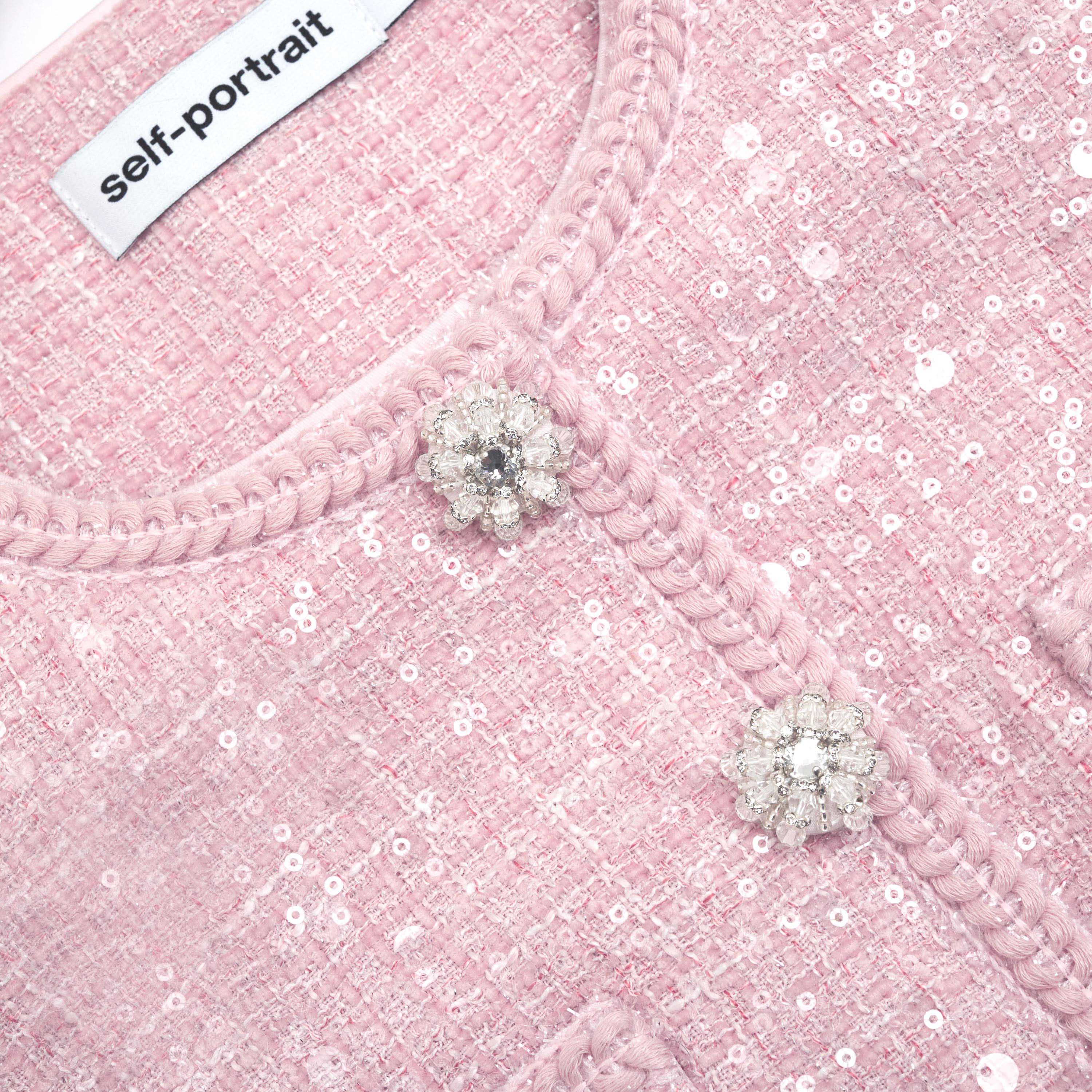 Pink Boucle Sequin Midi Dress - Image 5