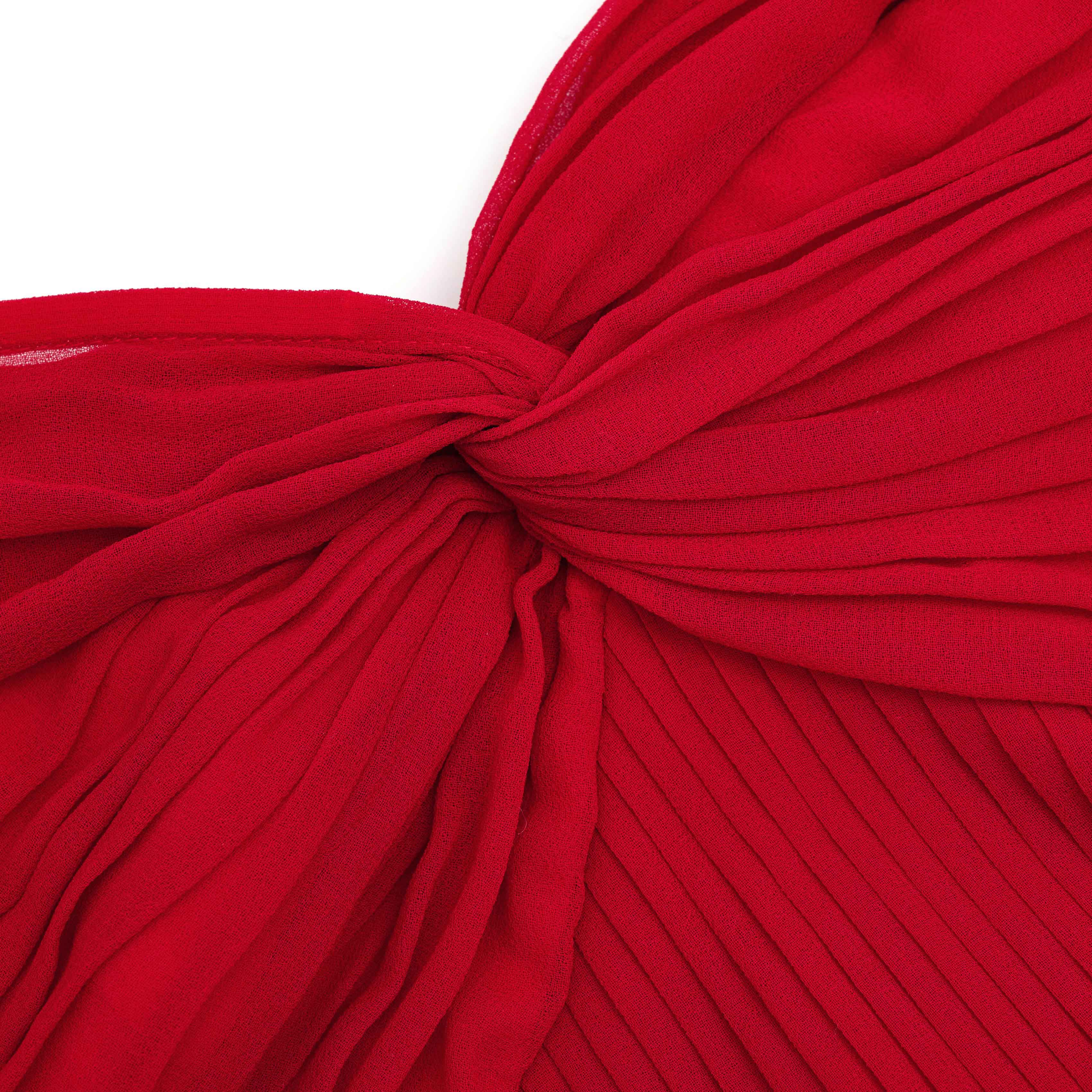 Red Off Shoulder Chiffon Mini Dress - Image 5
