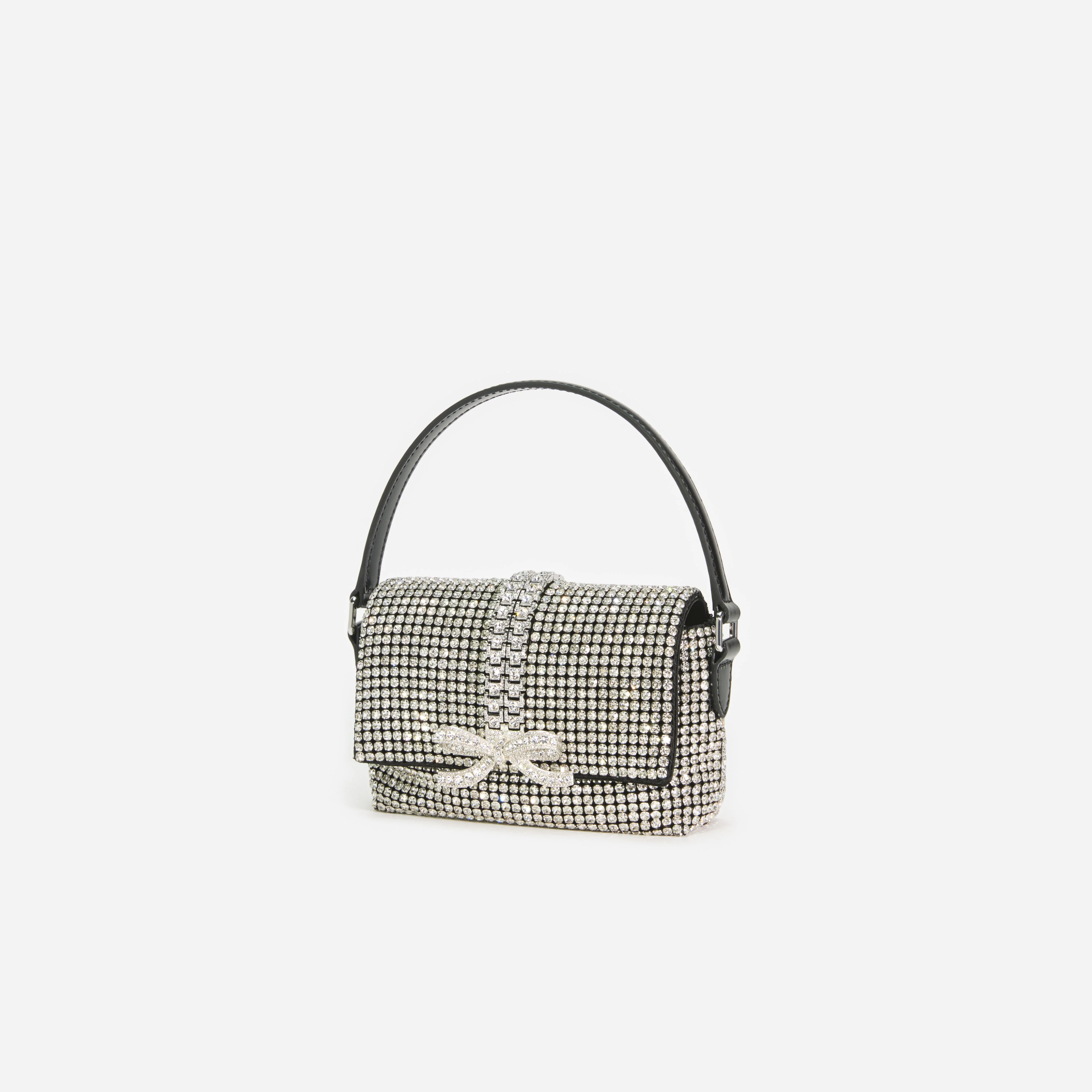 Silver Rhinestone Chainmail Micro Bag - Image 2