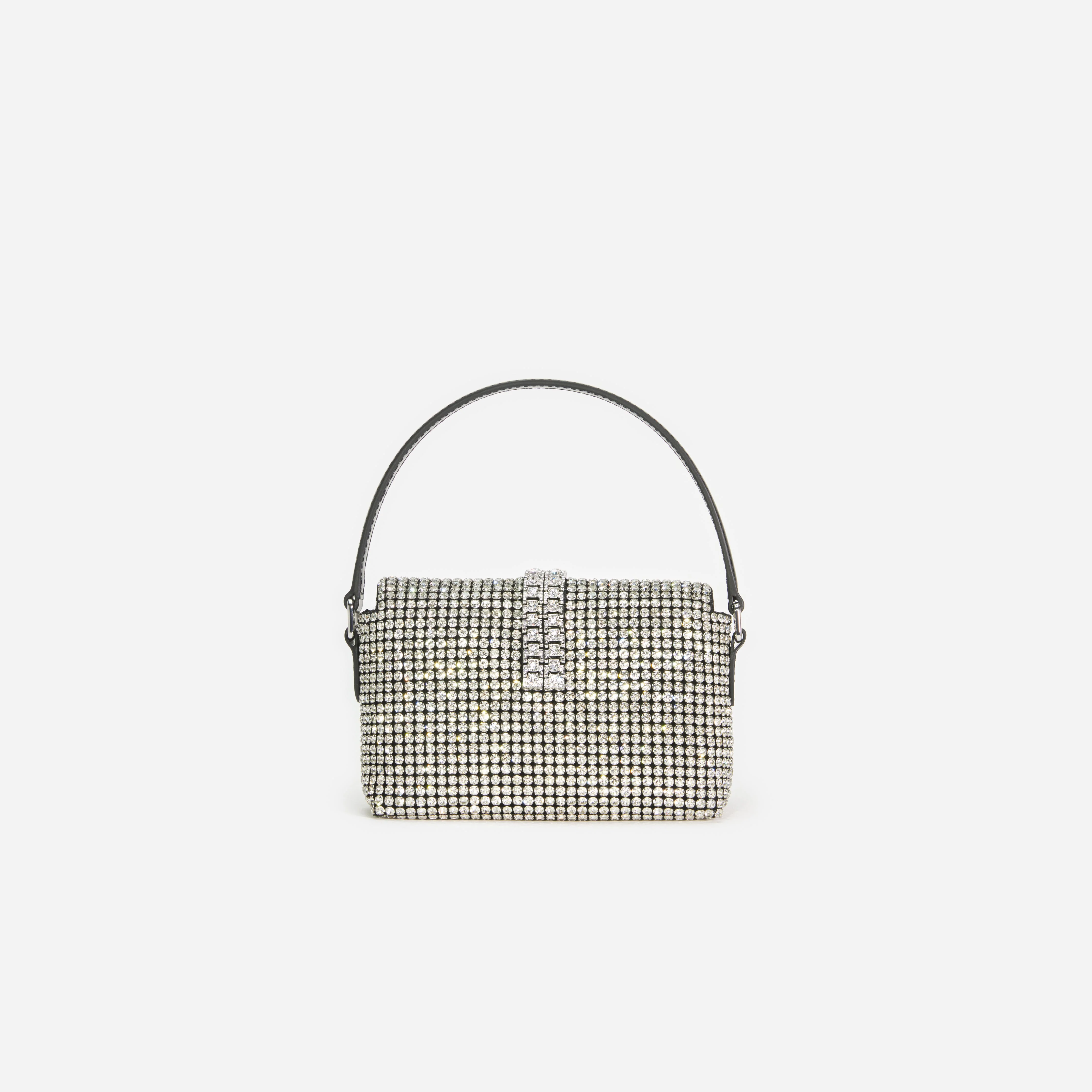 Silver Rhinestone Chainmail Micro Bag - Image 3