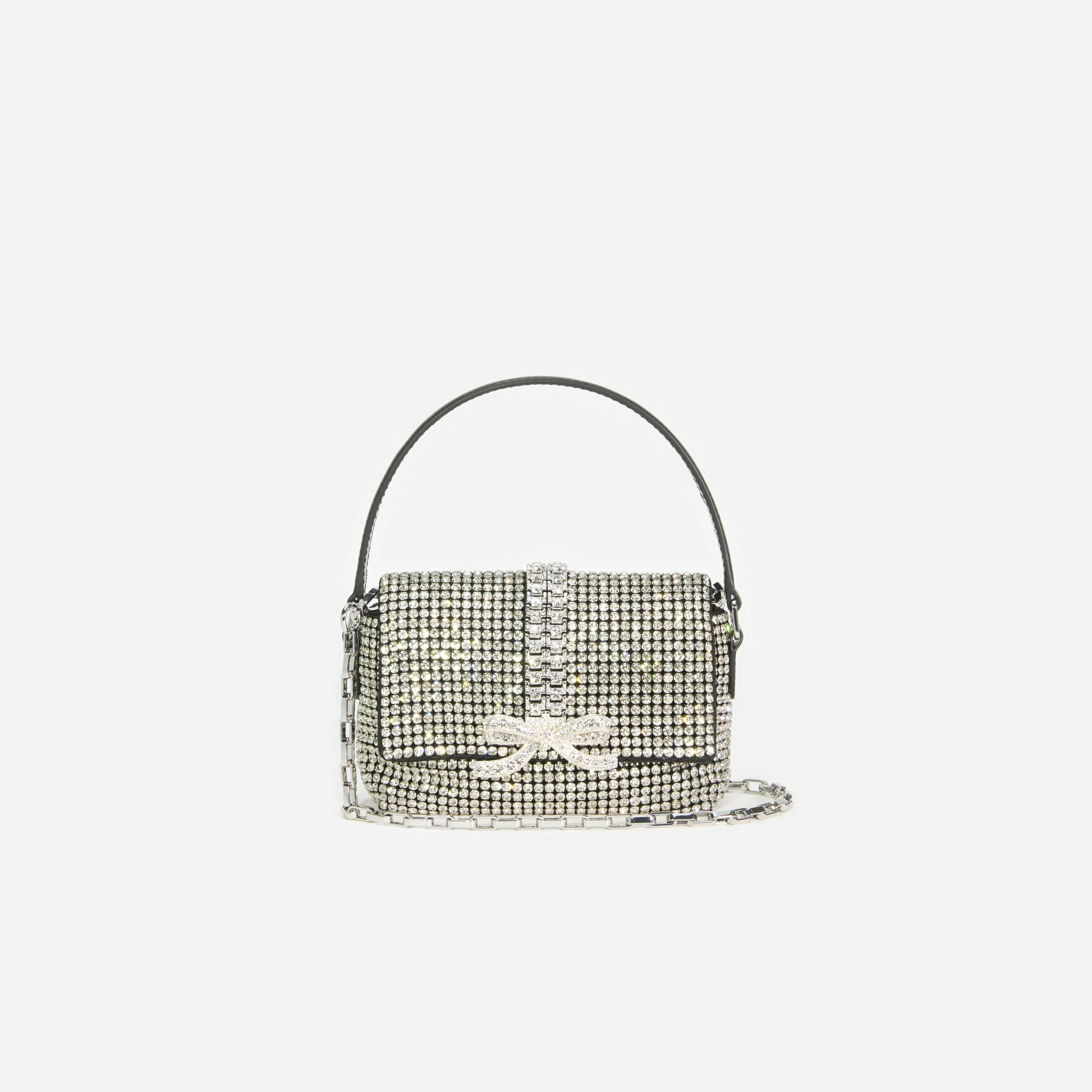 Silver Rhinestone Chainmail Micro Bag - Image 4