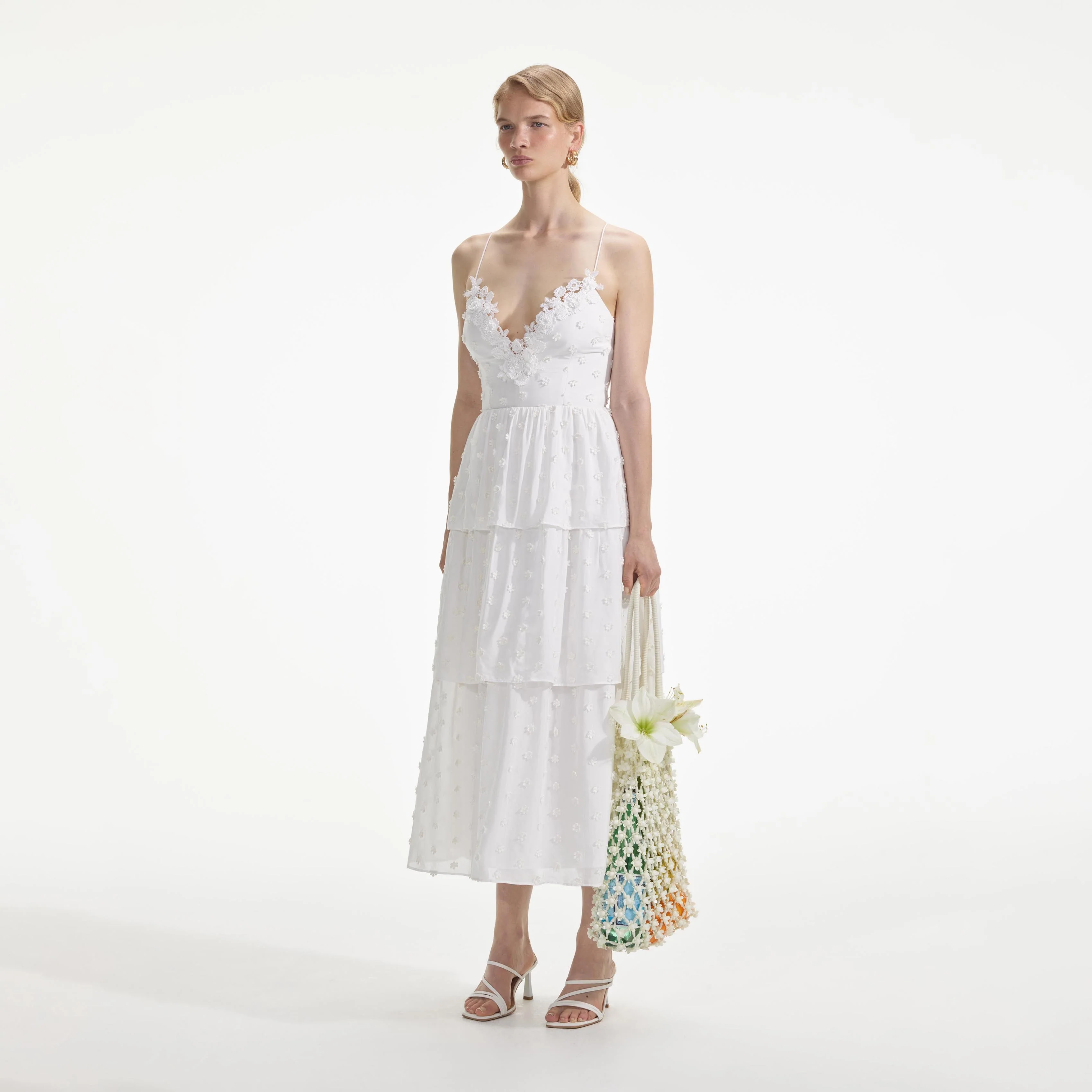 White Tie Back Midi Dress - Image 2