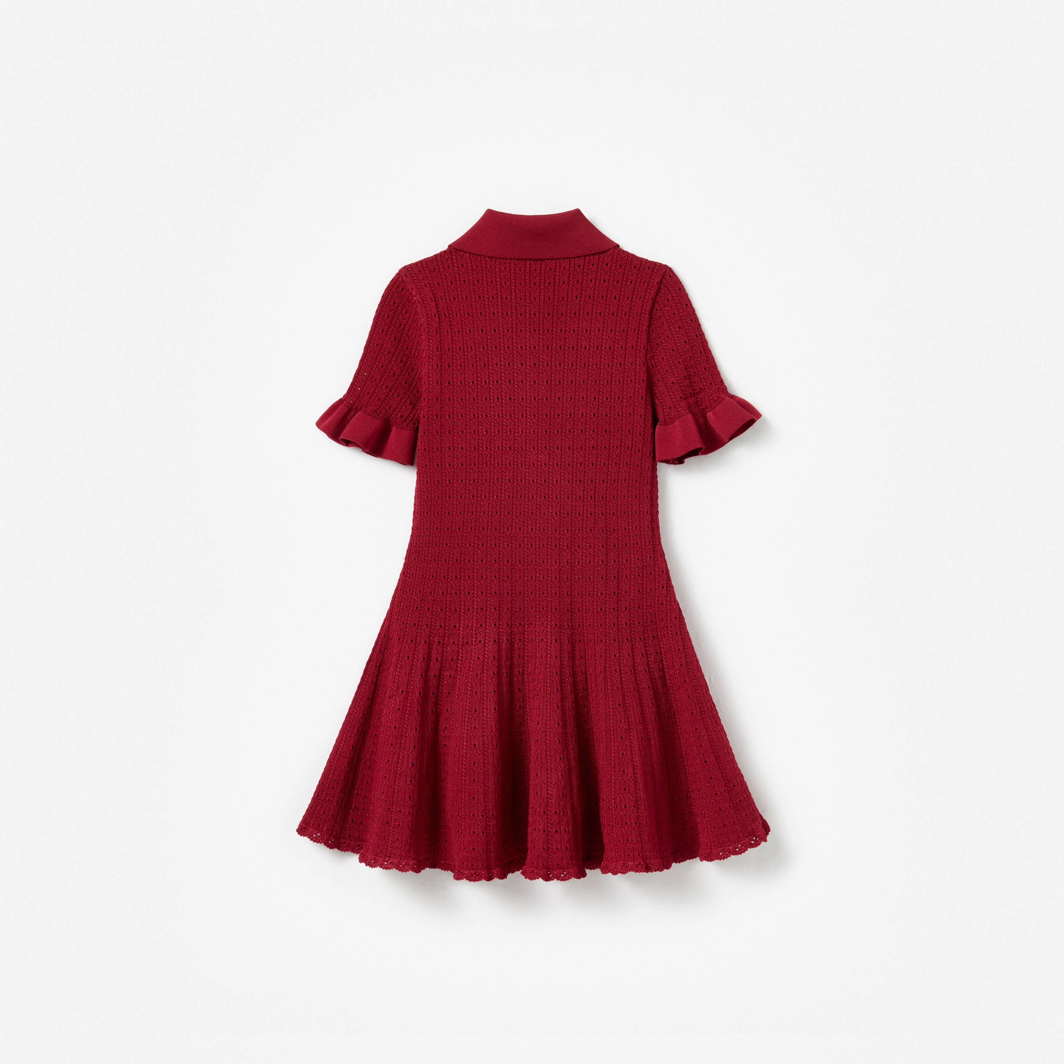 Burgundy Pointelle Knit Dress - Image 2