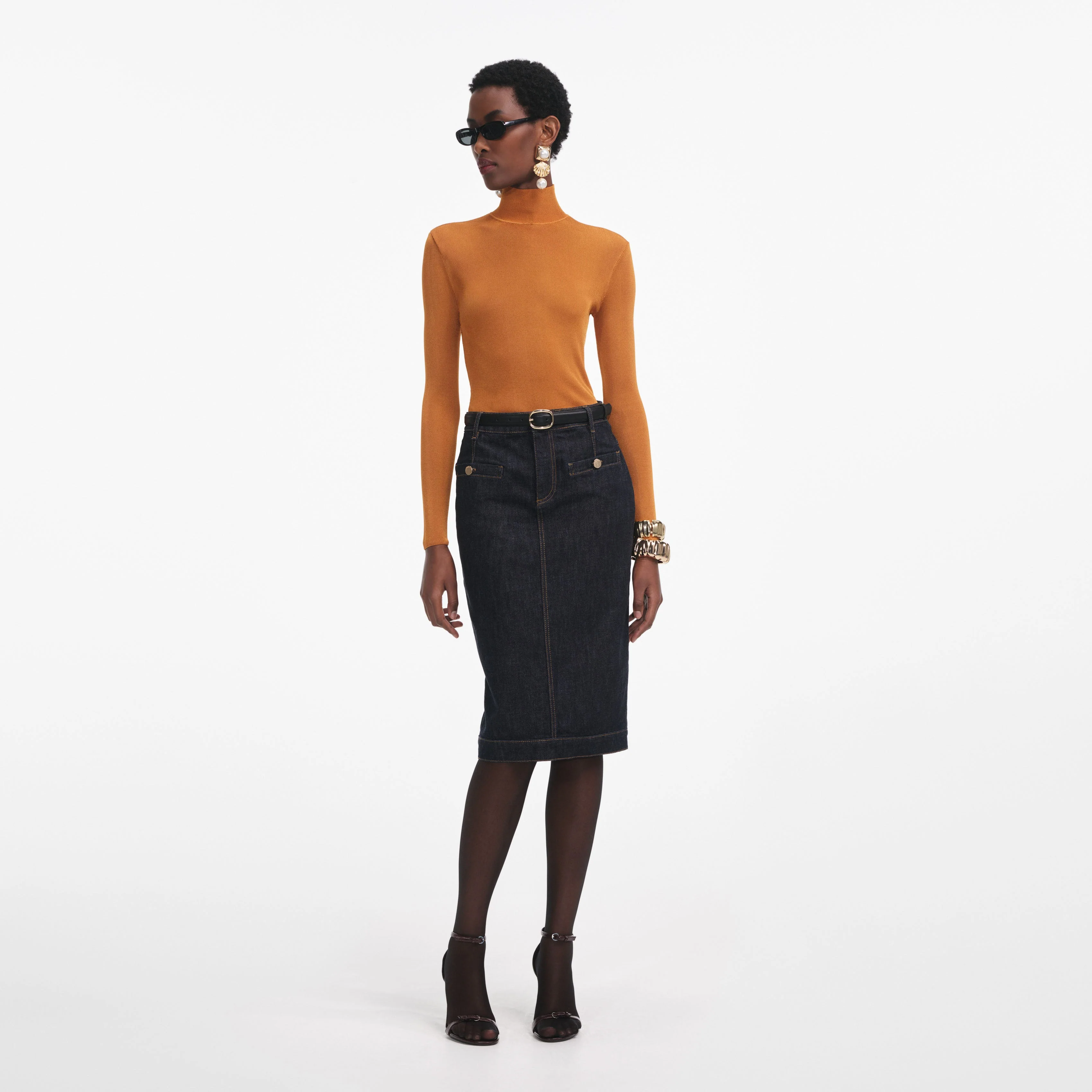 Burnt Orange Viscose Knit Top
