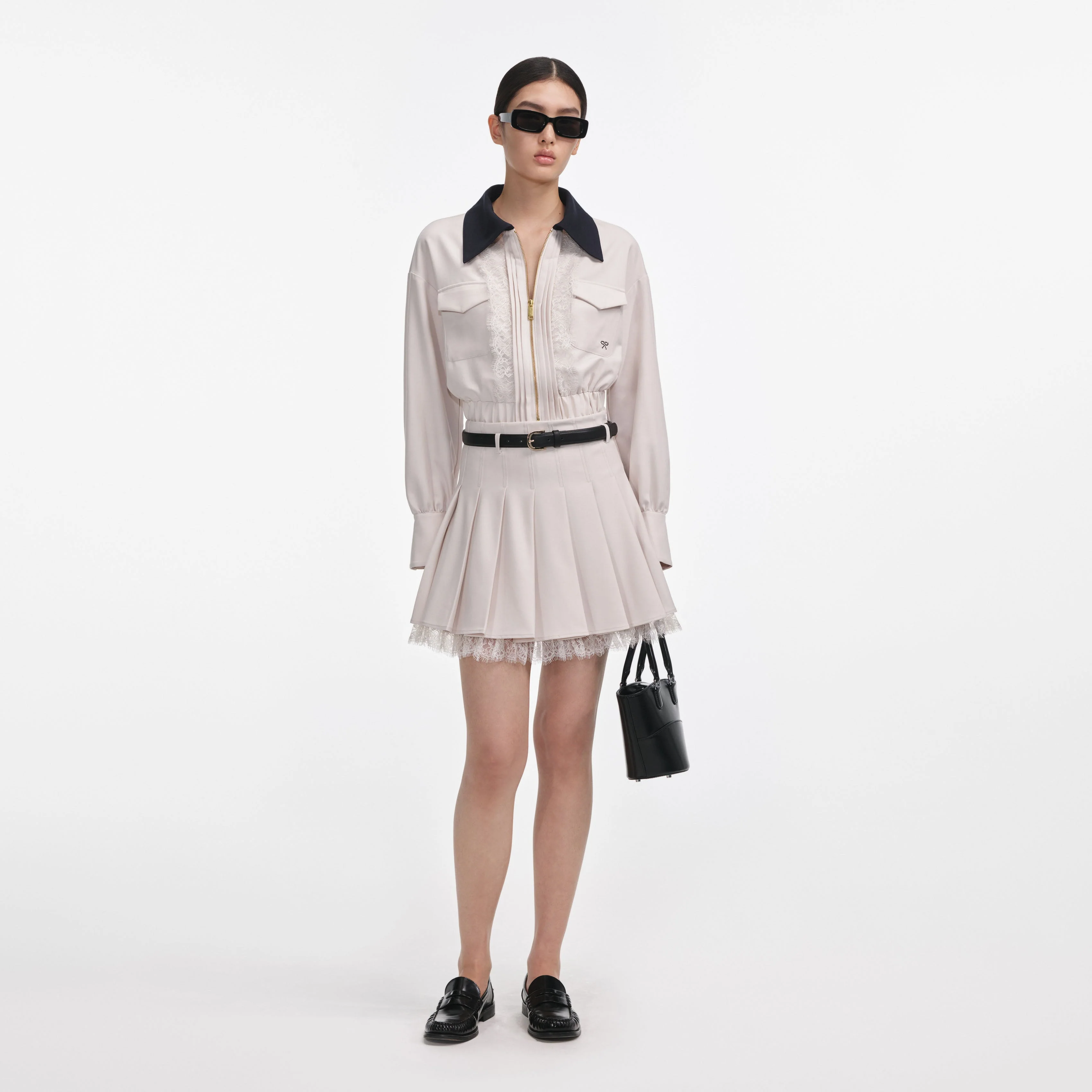 Cream Twill Contrast Collar Jacket