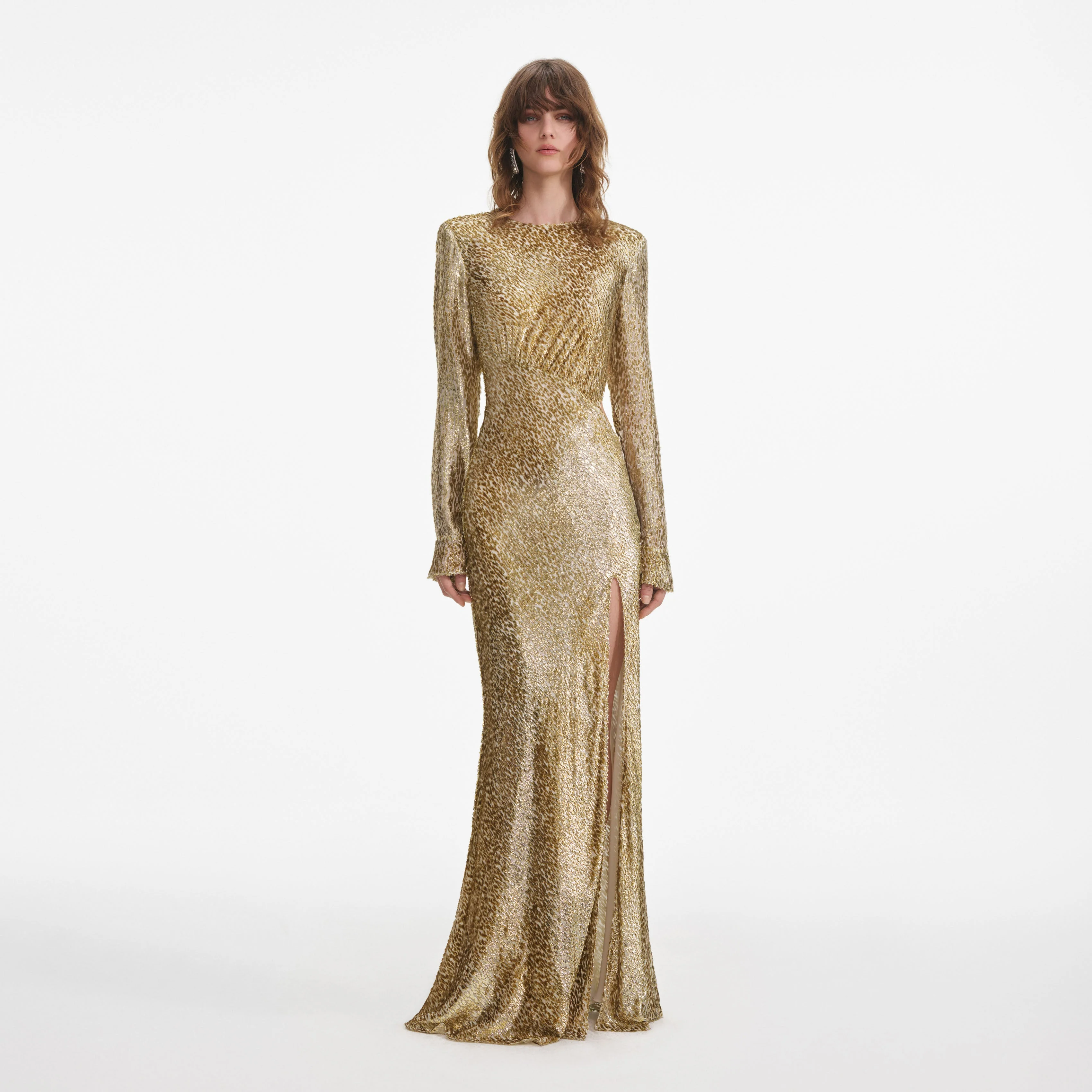Gold Fil Coupe Maxi Dress
