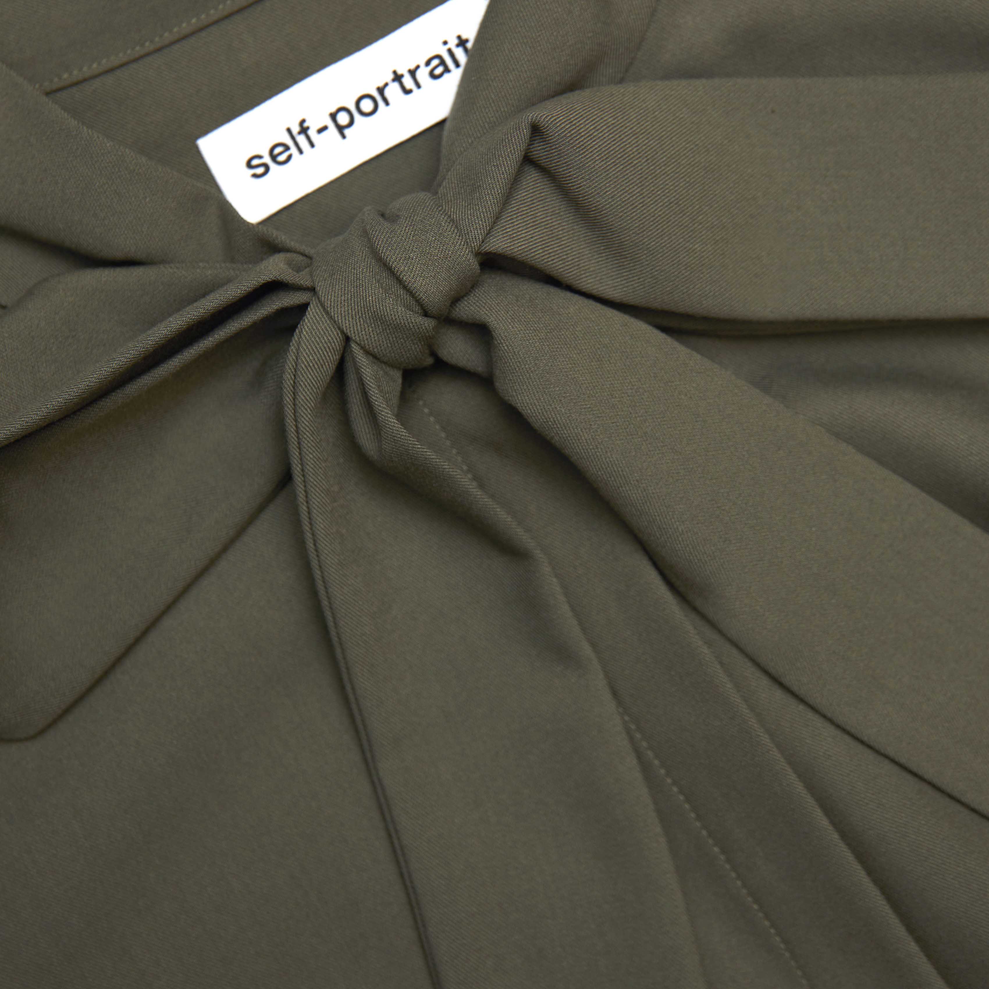 Khaki Twill Tie Neck Blouse - Image 5