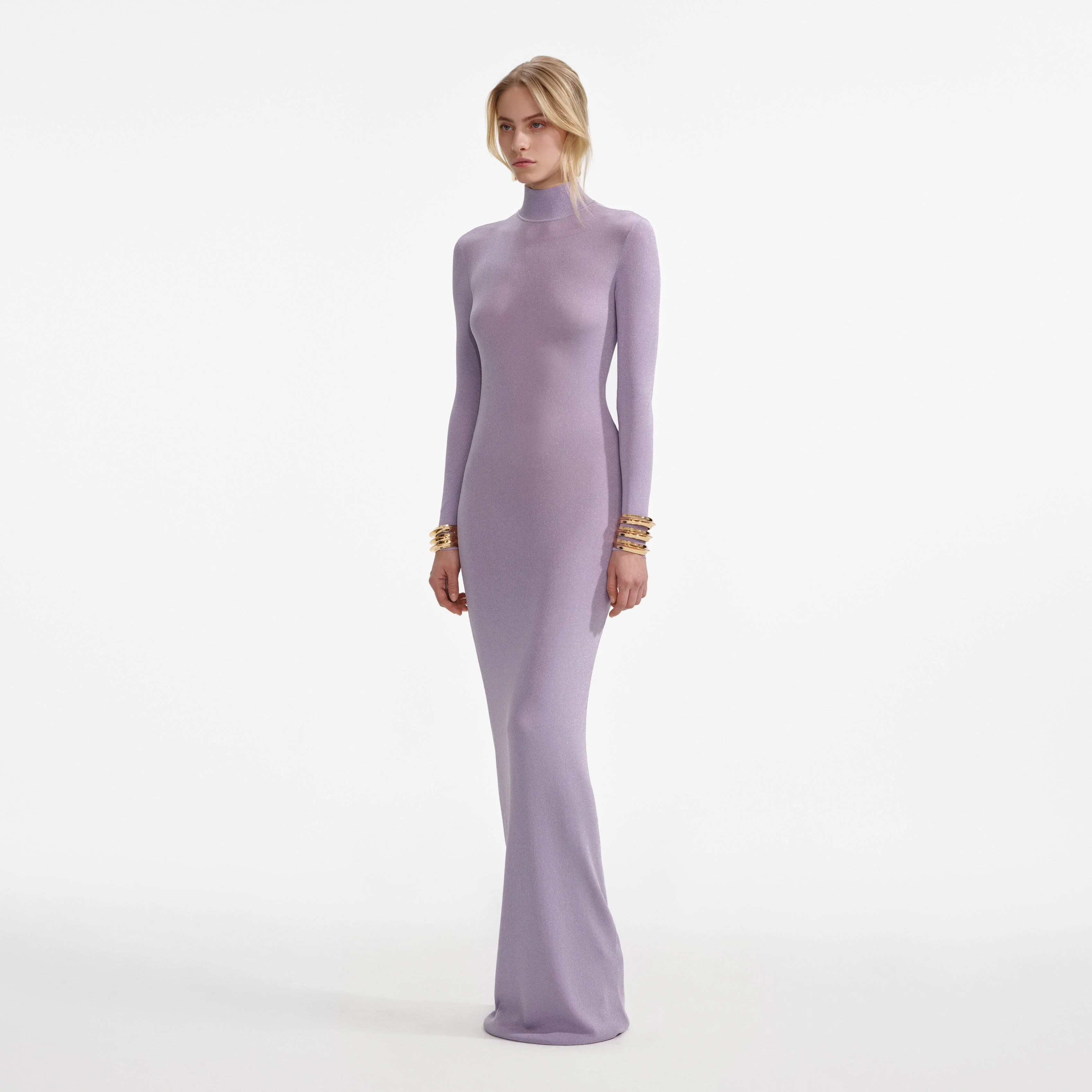Lilac Viscose Knit Maxi Dress - Image 2