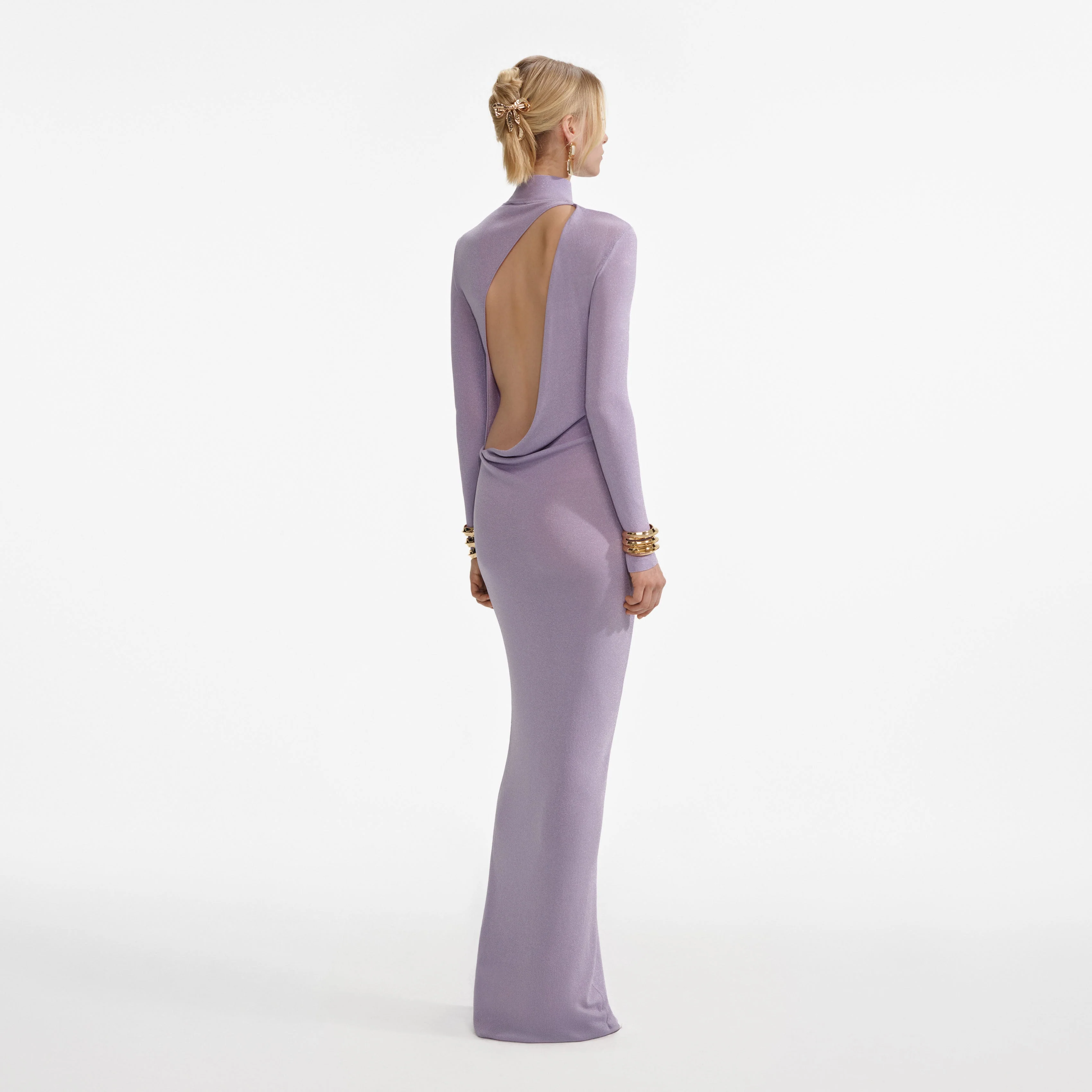 Lilac Viscose Knit Maxi Dress - Image 3