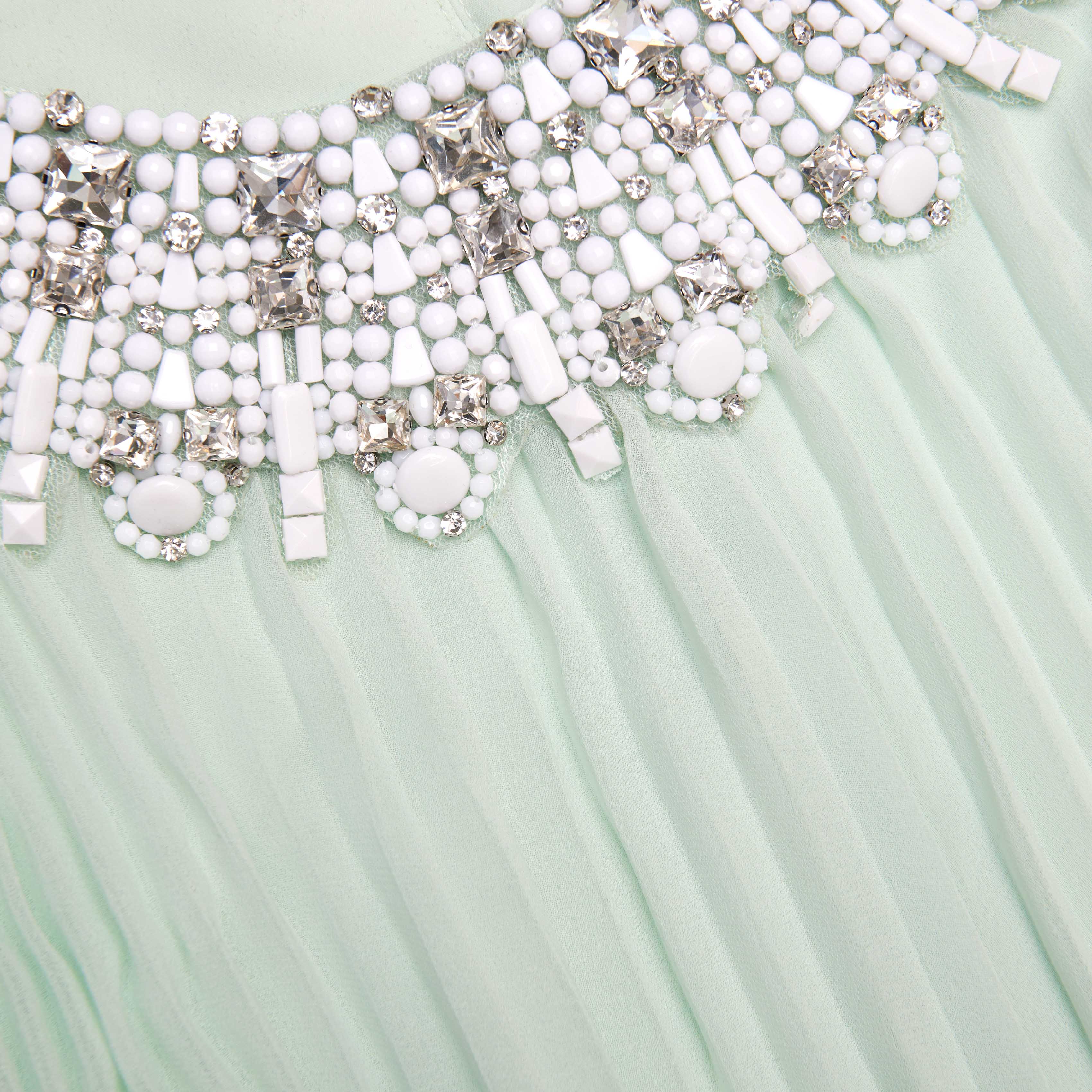 Mint Chiffon Feather Midi Dress - Image 5
