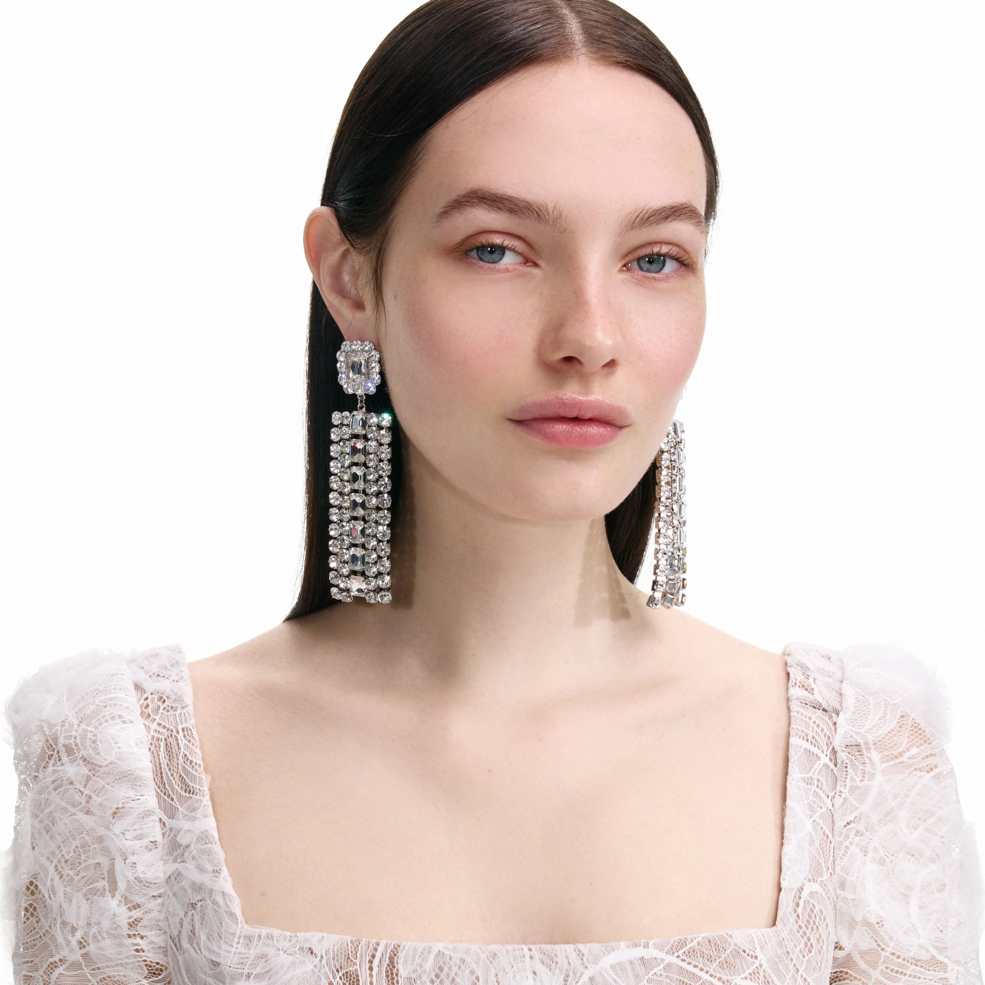 Multi Crystal Droplet Earrings - Image 2