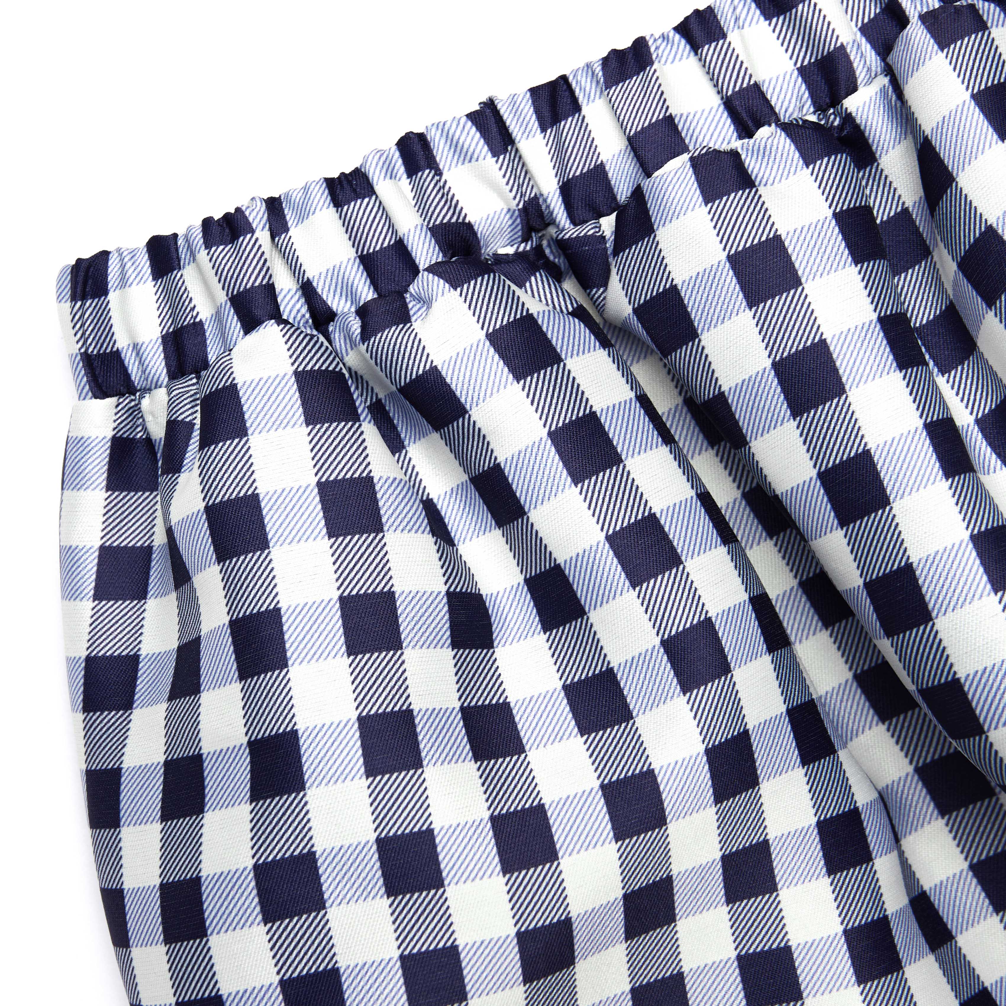 Navy Gingham Taffeta Skirt - Image 4