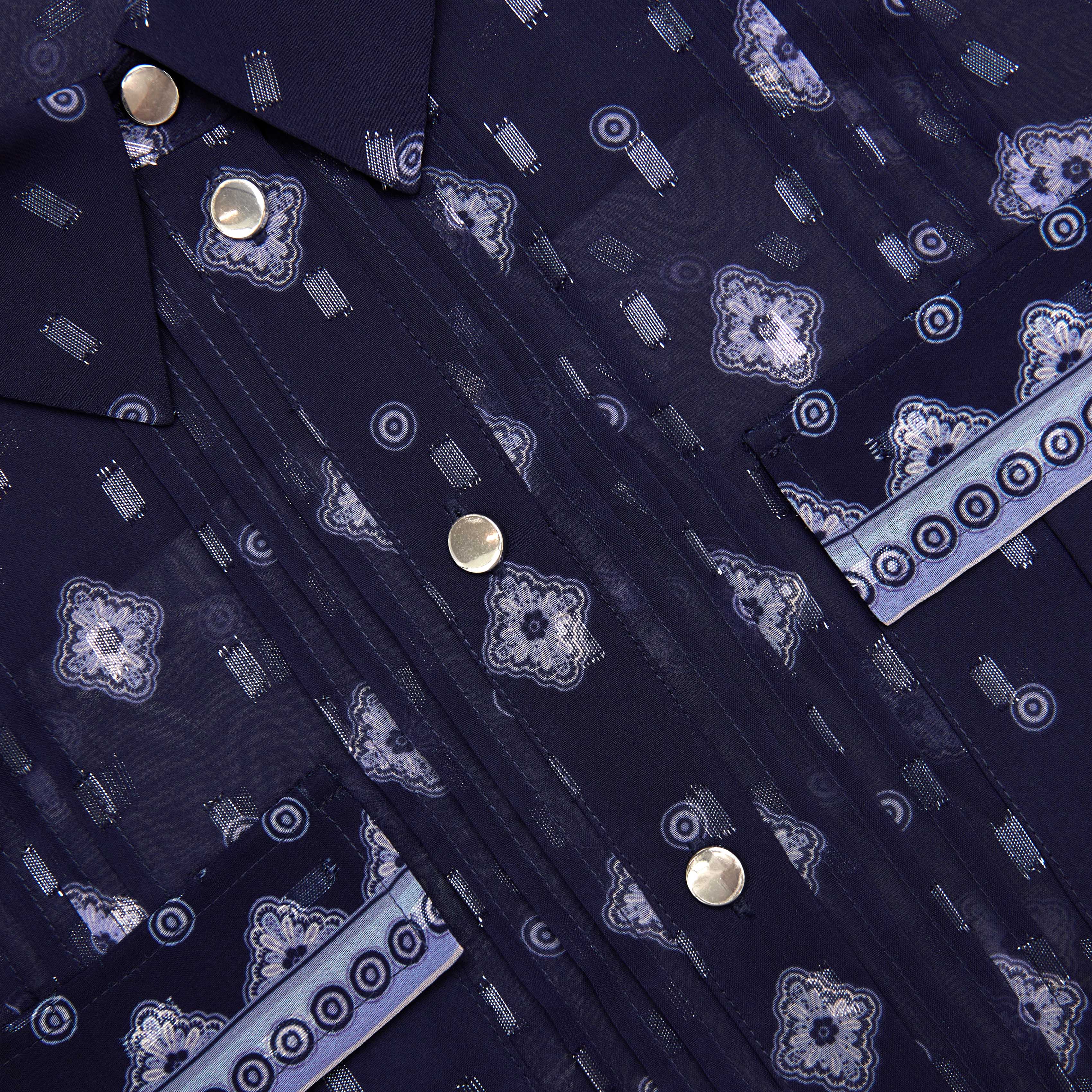 Navy Printed Chiffon Blouse - Image 5