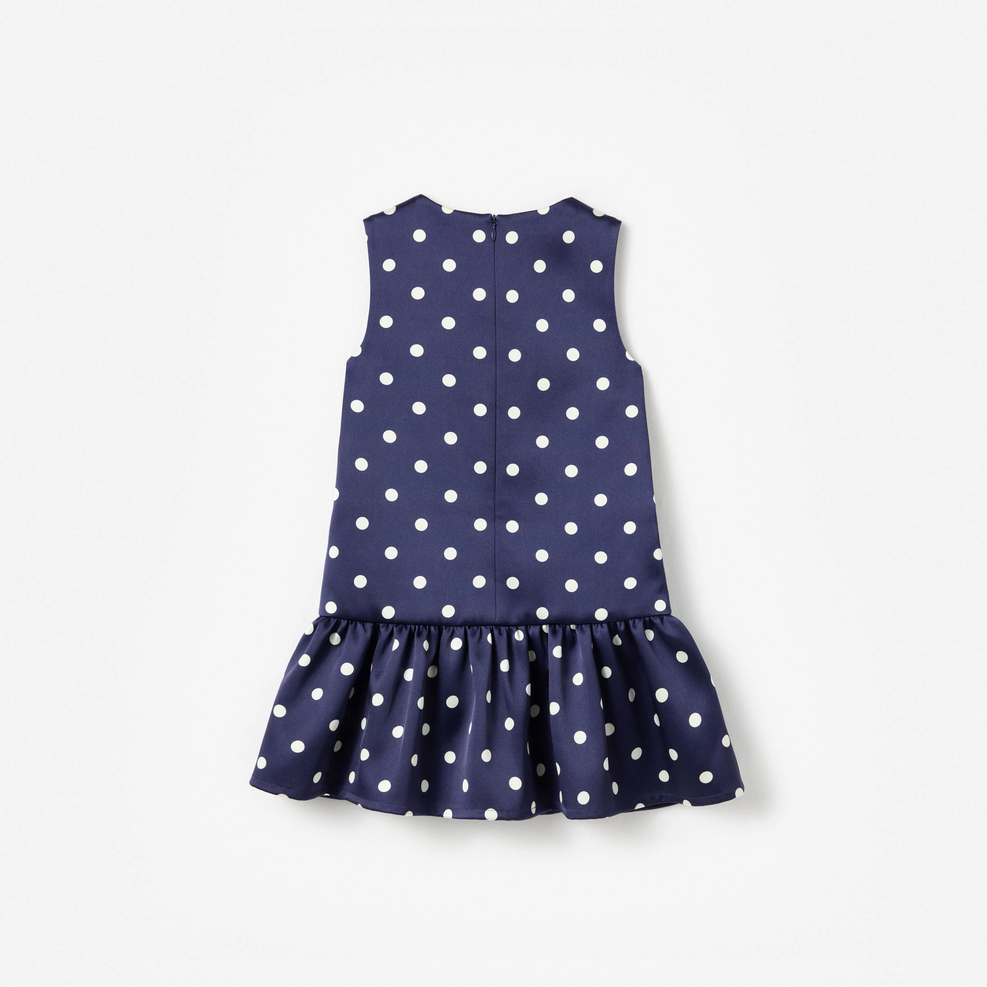 Navy Taffeta Polka Dot Button Down Dress - Image 2