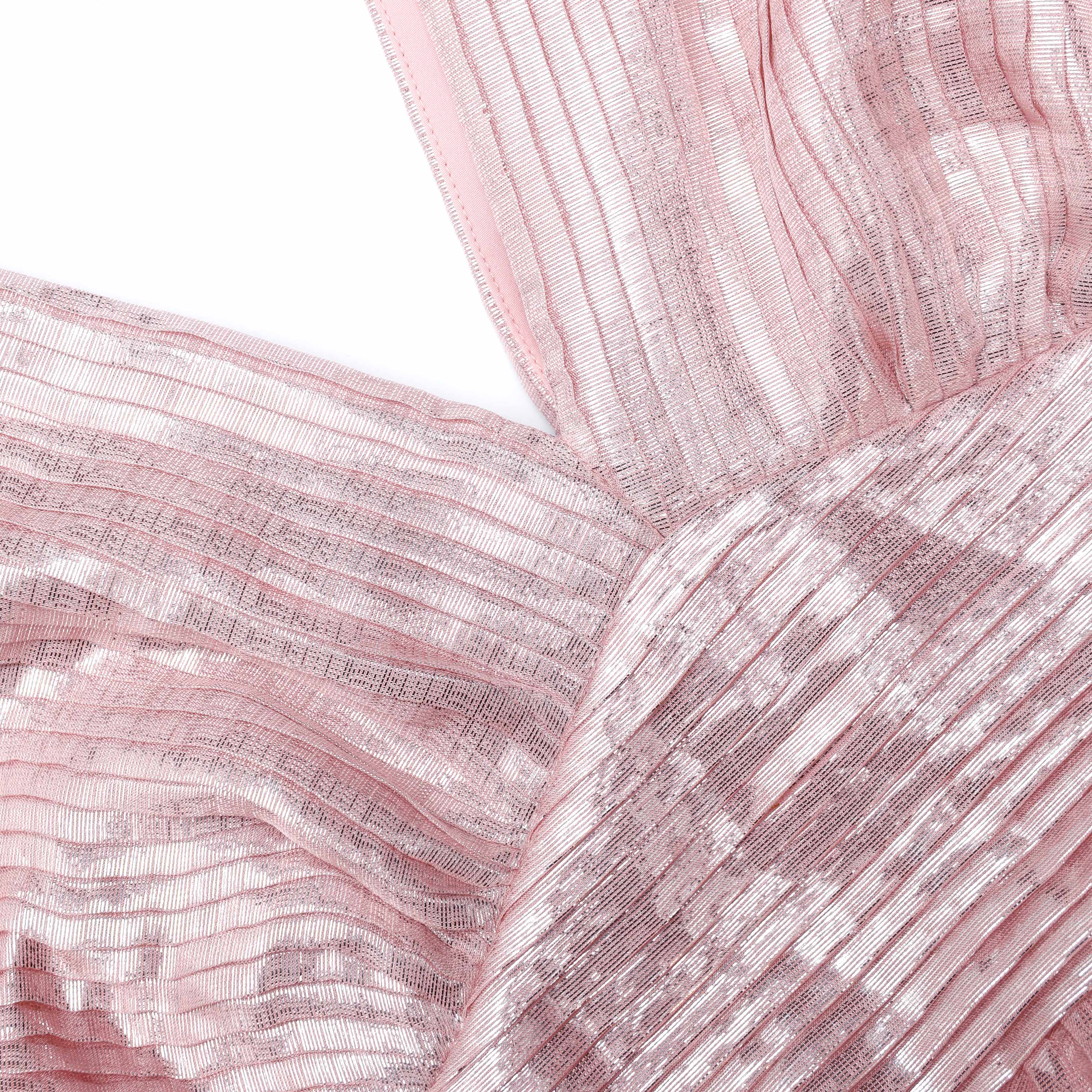 Pink Metallic Tiered Maxi Dress - Image 5
