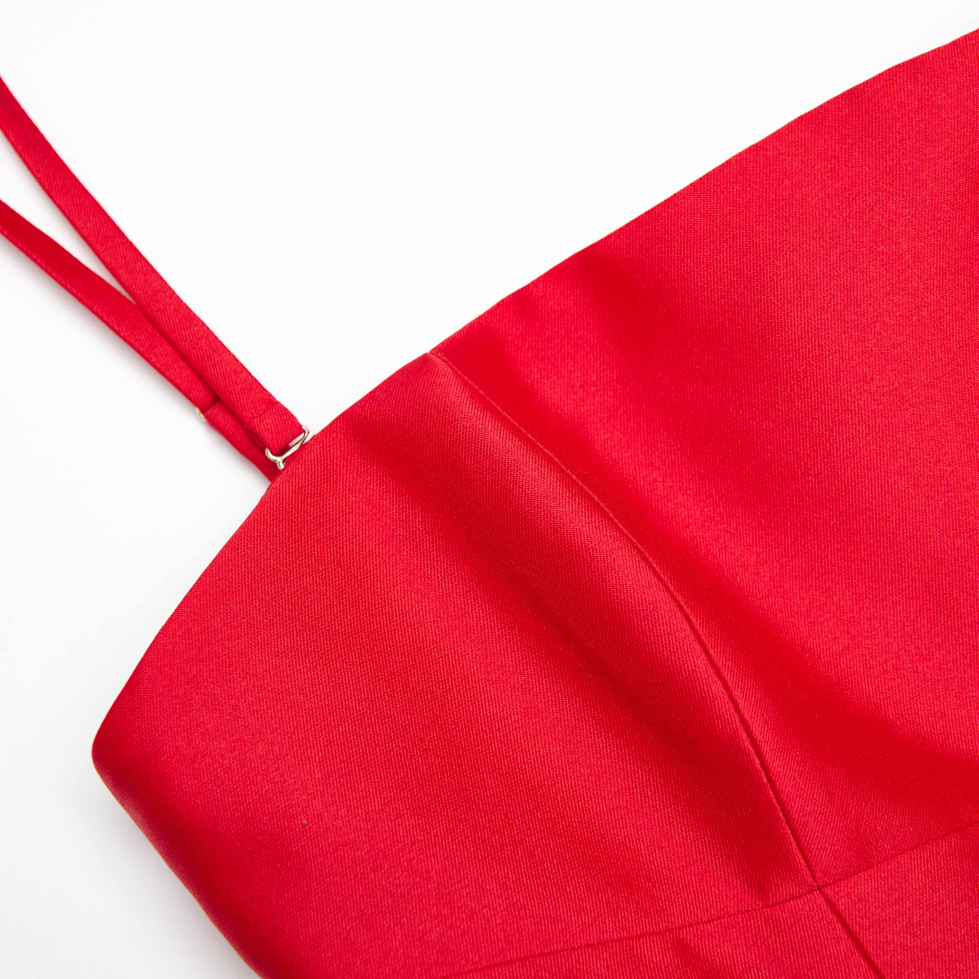 Red Taffeta Midi Dress - Image 5