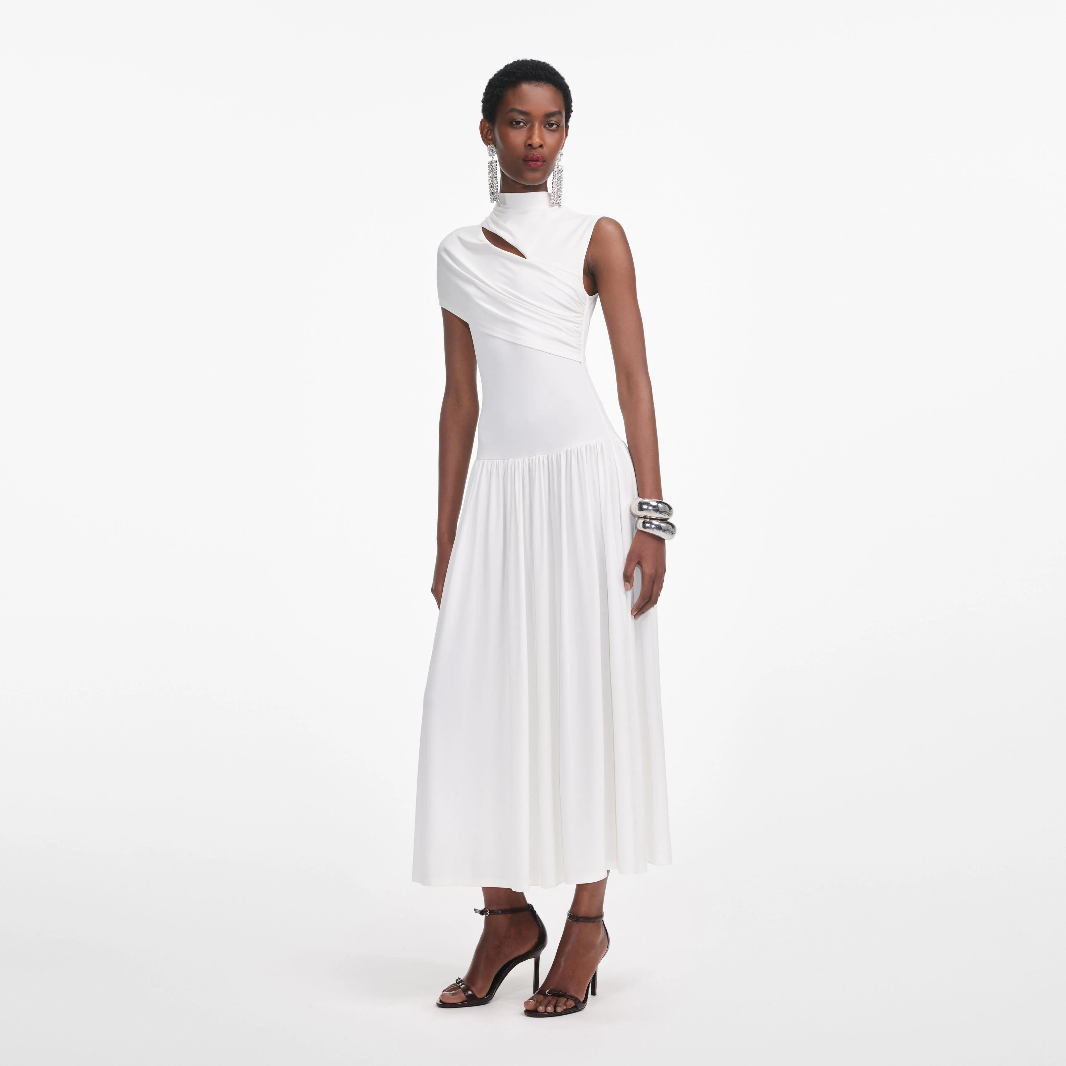 White Jersey Cut Out Midi Dress - Image 2