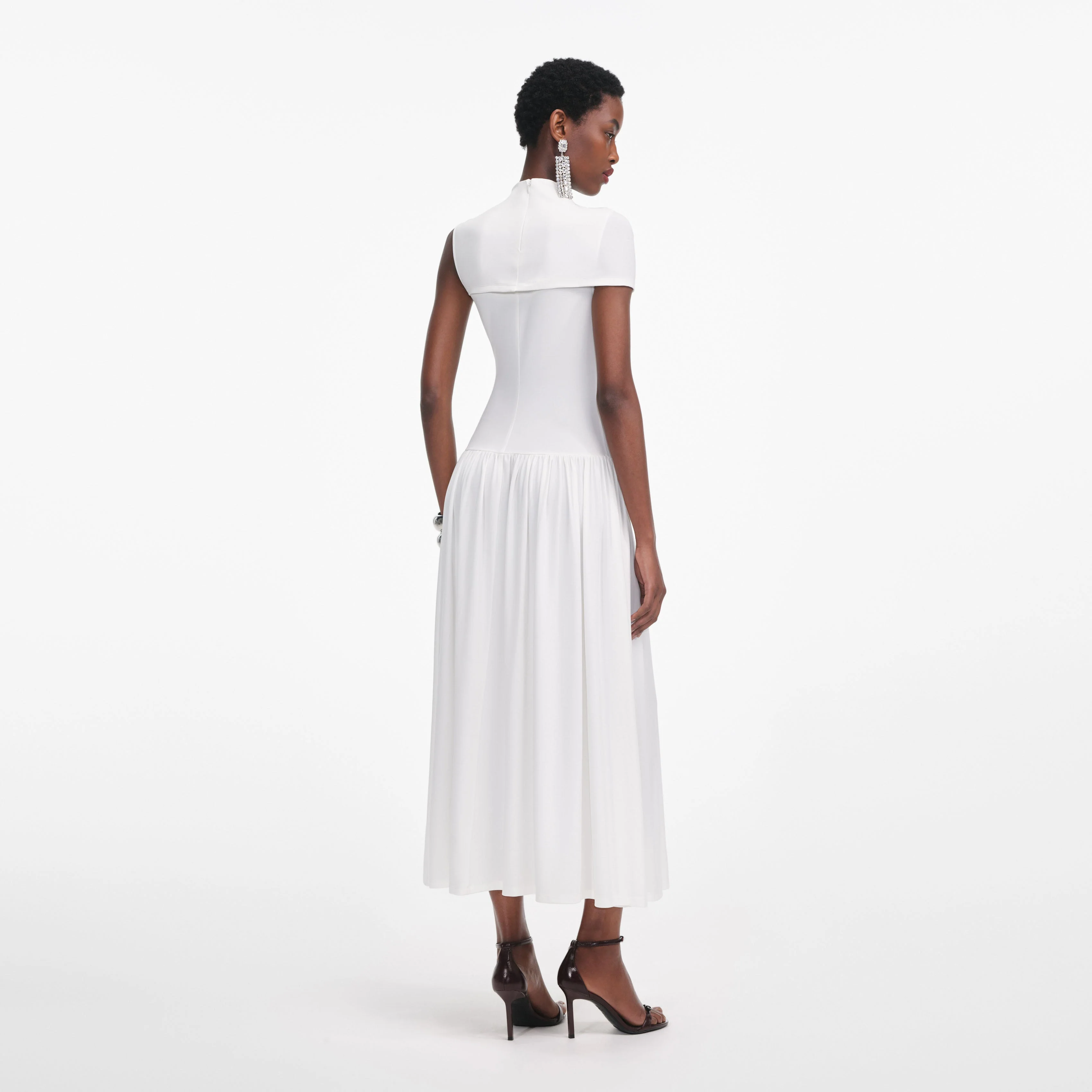 White Jersey Cut Out Midi Dress - Image 3