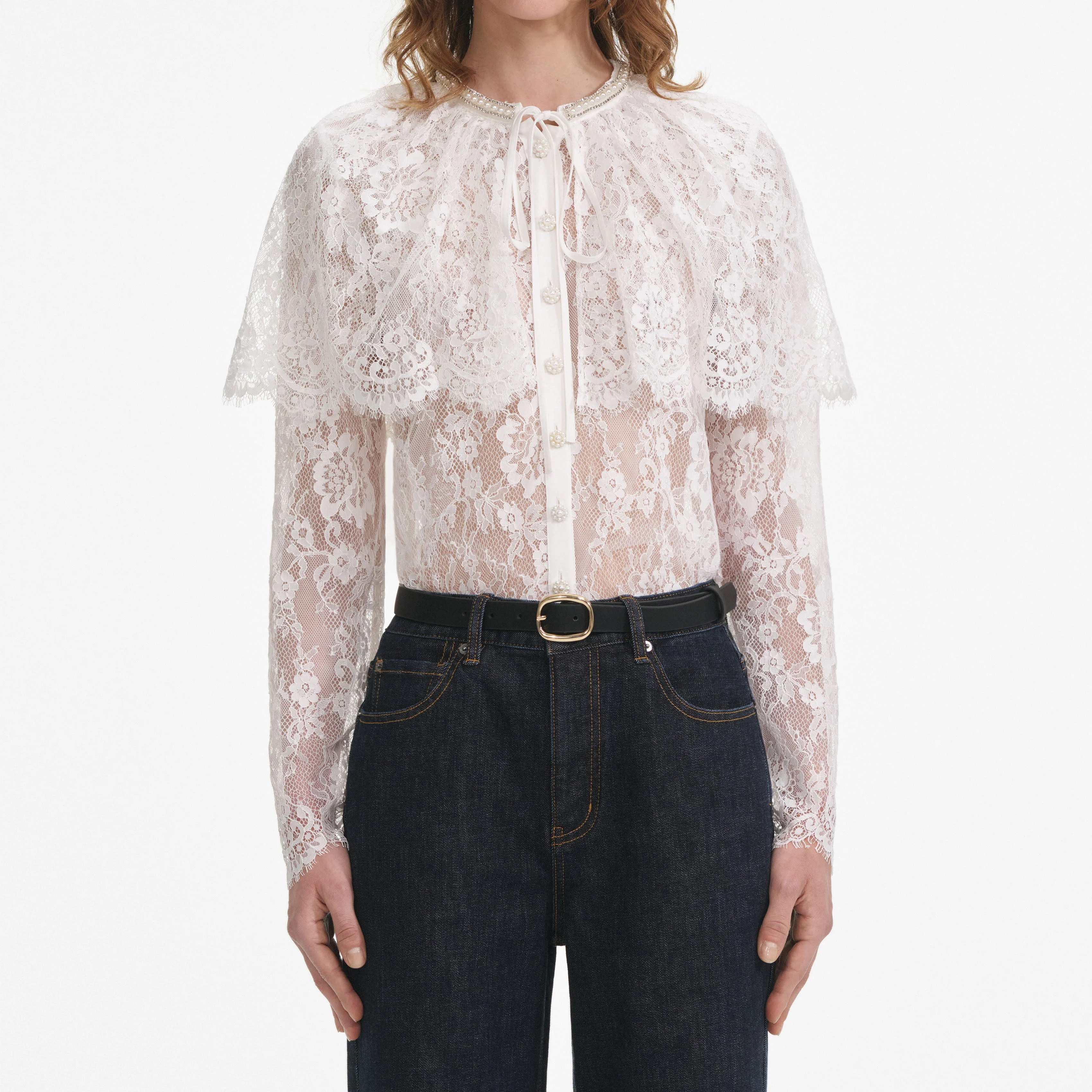 White Lace Cape Top - Image 4