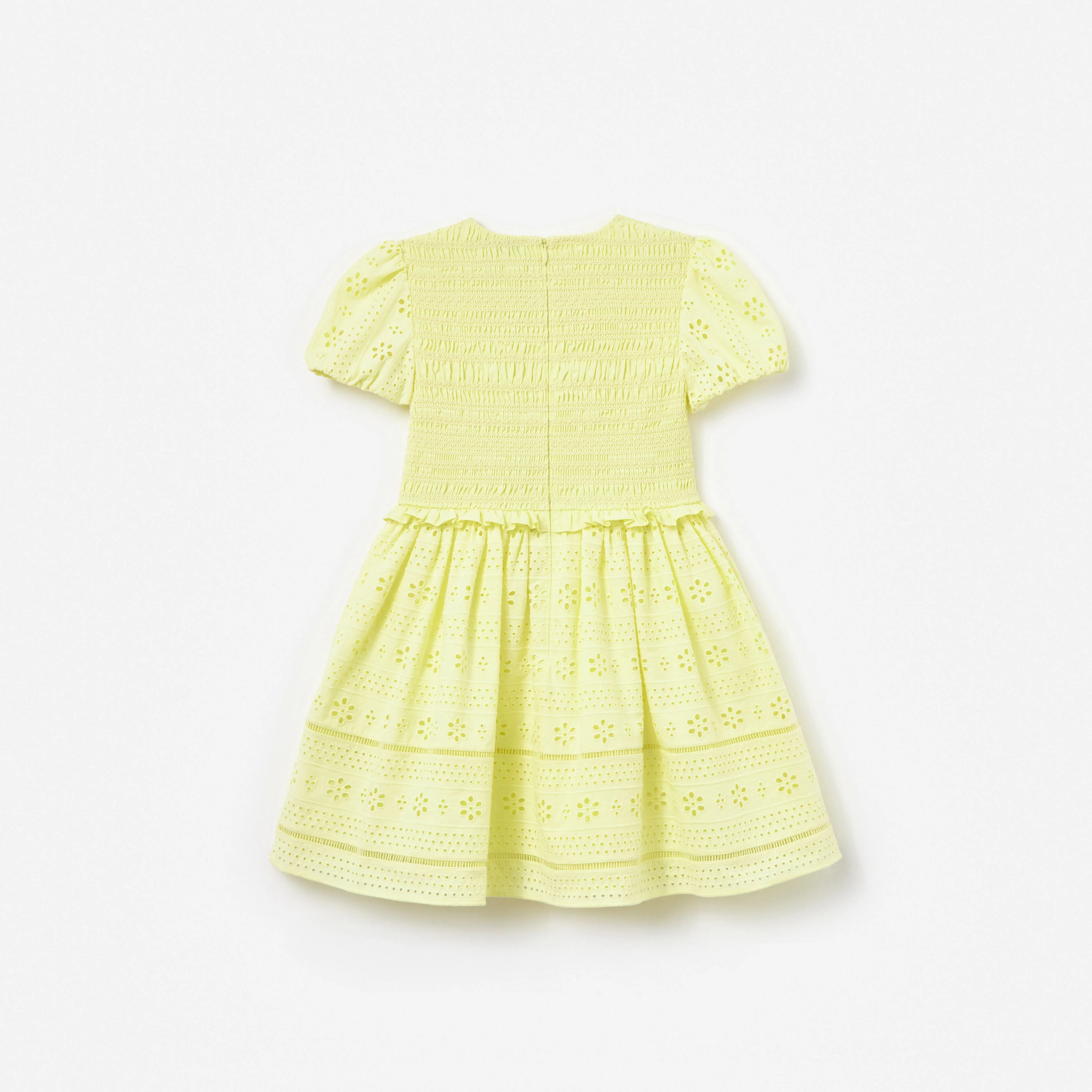 Yellow Cotton Broderie Dress - Image 2