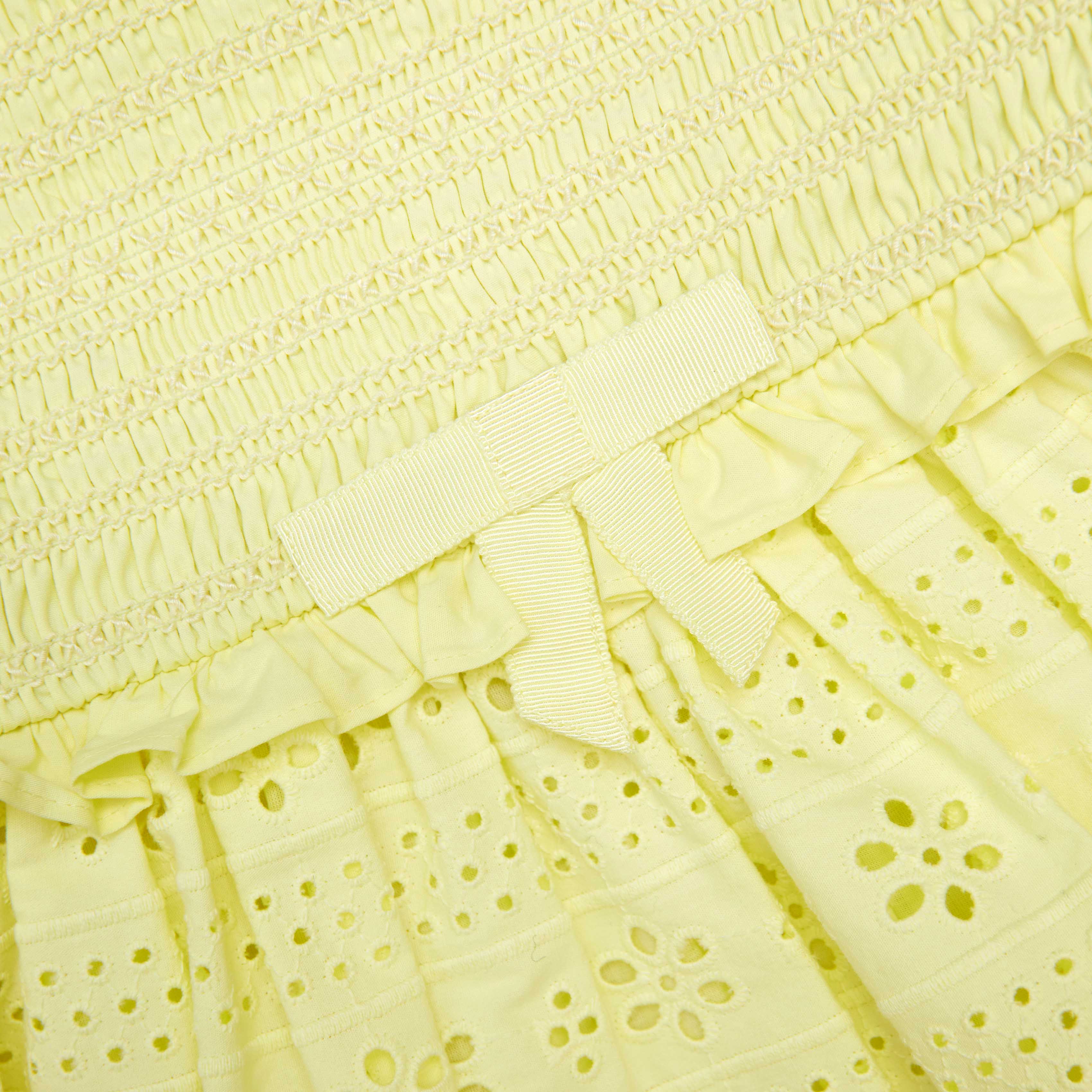Yellow Cotton Broderie Dress - Image 3