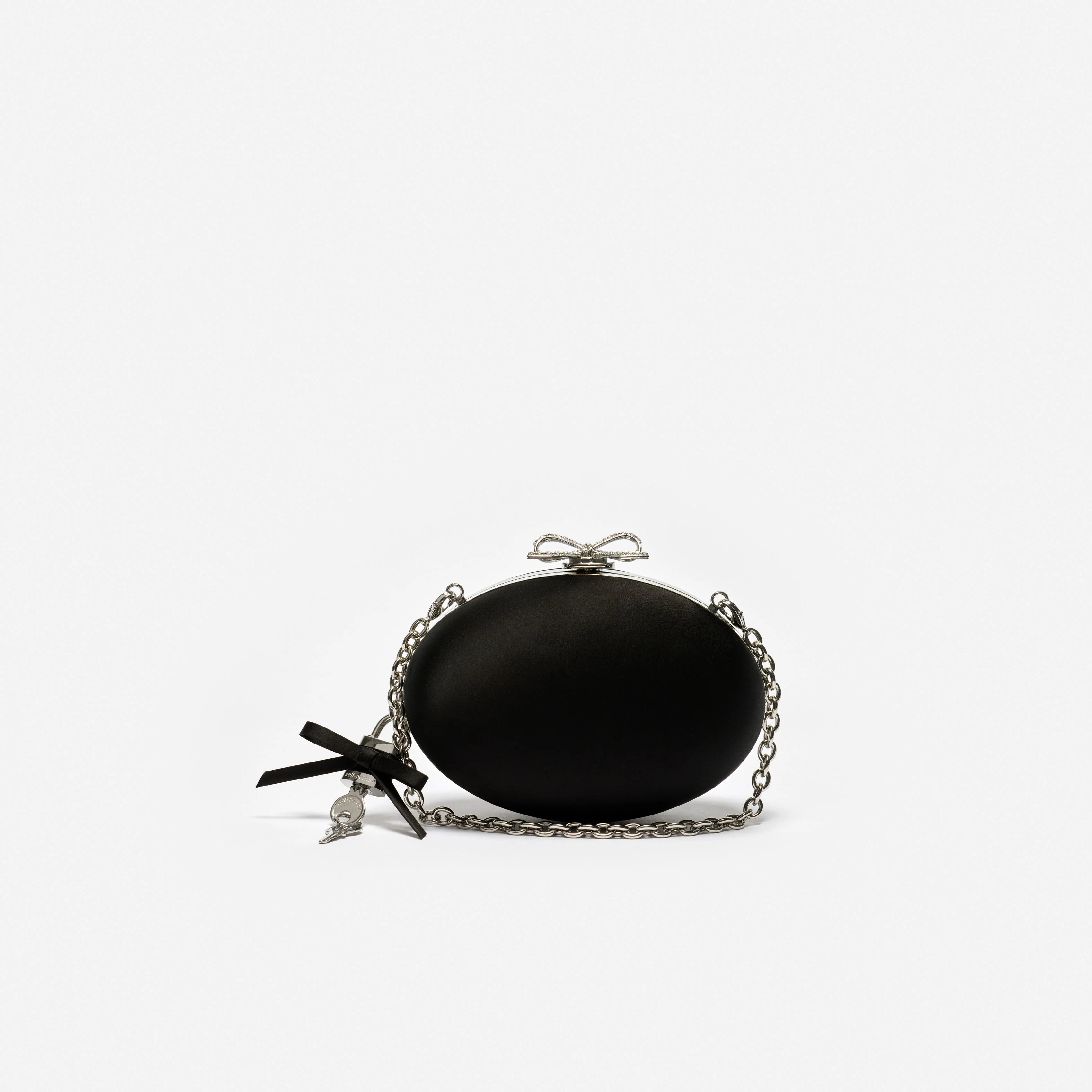Black Satin Oval Clutch - Image 3