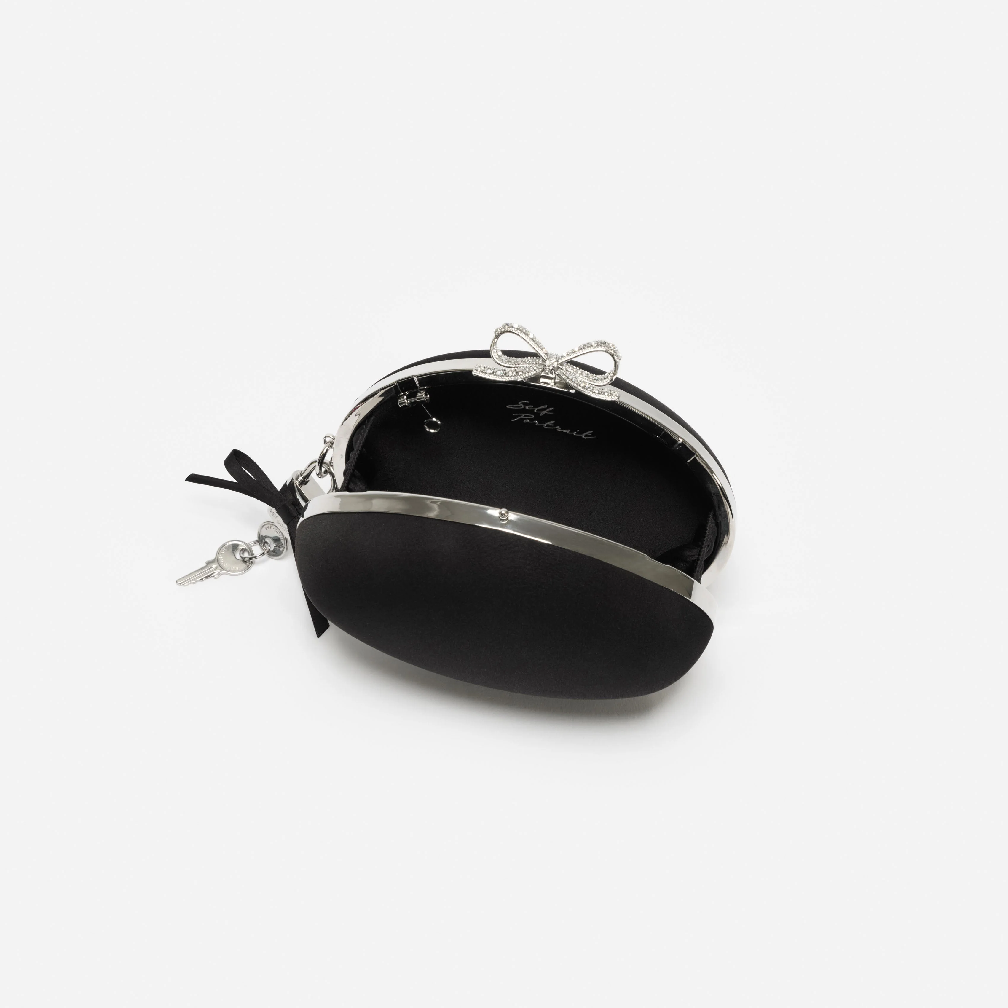 Black Satin Oval Clutch - Image 6