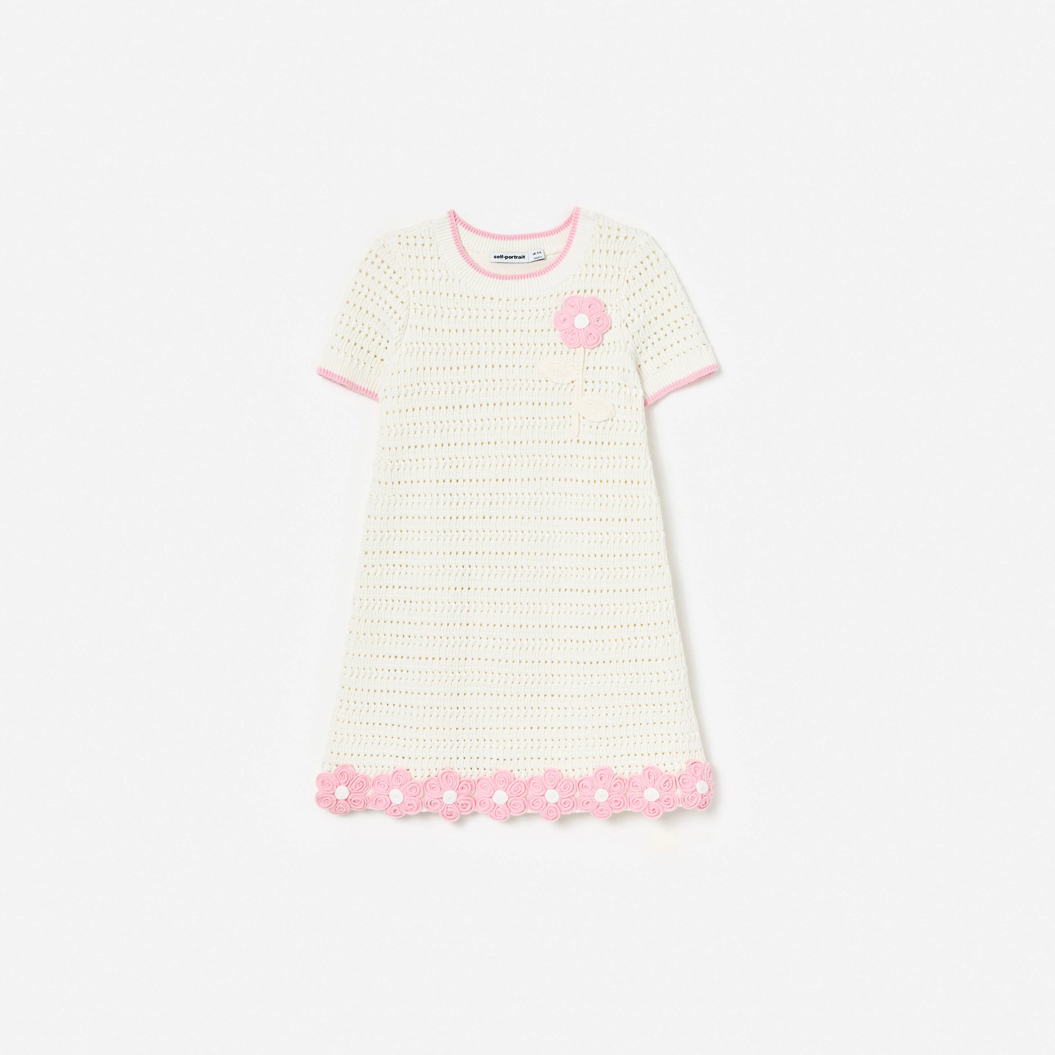 Cream Knit Flower Hem Mini Dress