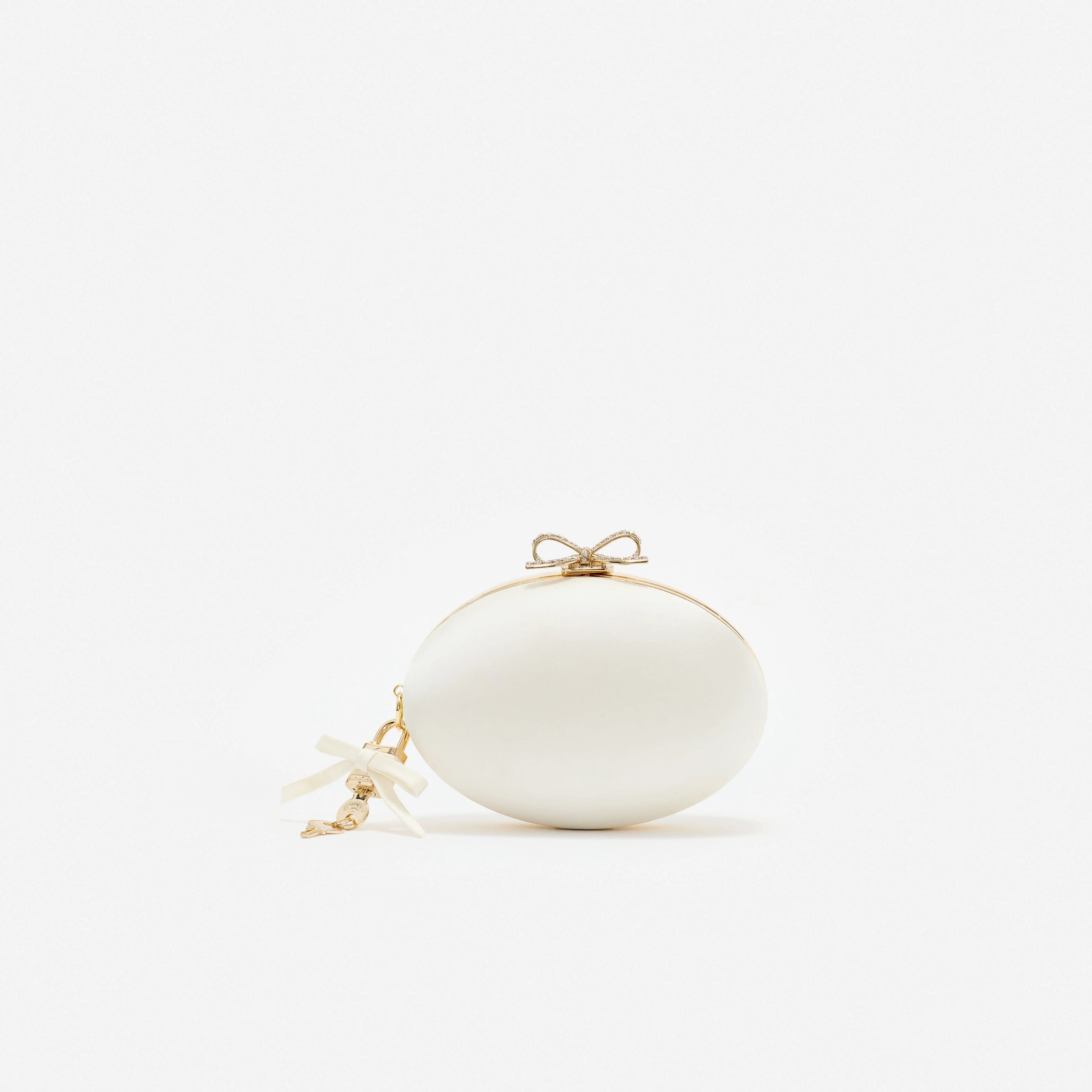Cream Satin Oval Clutch