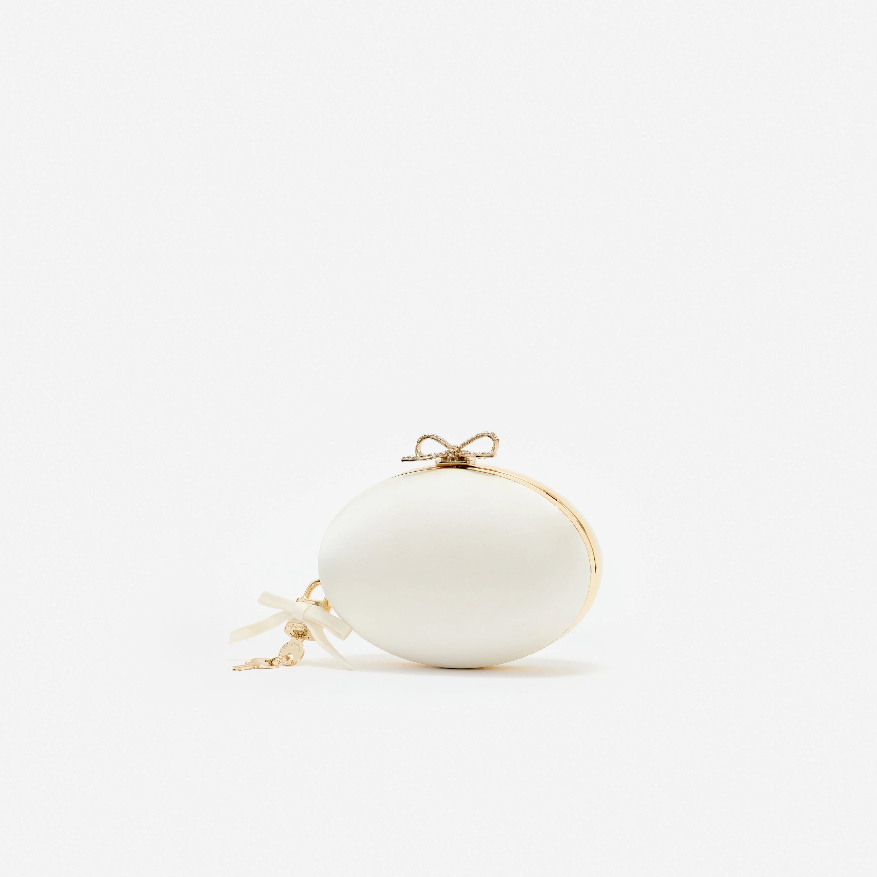 Cream Satin Oval Clutch - Image 2