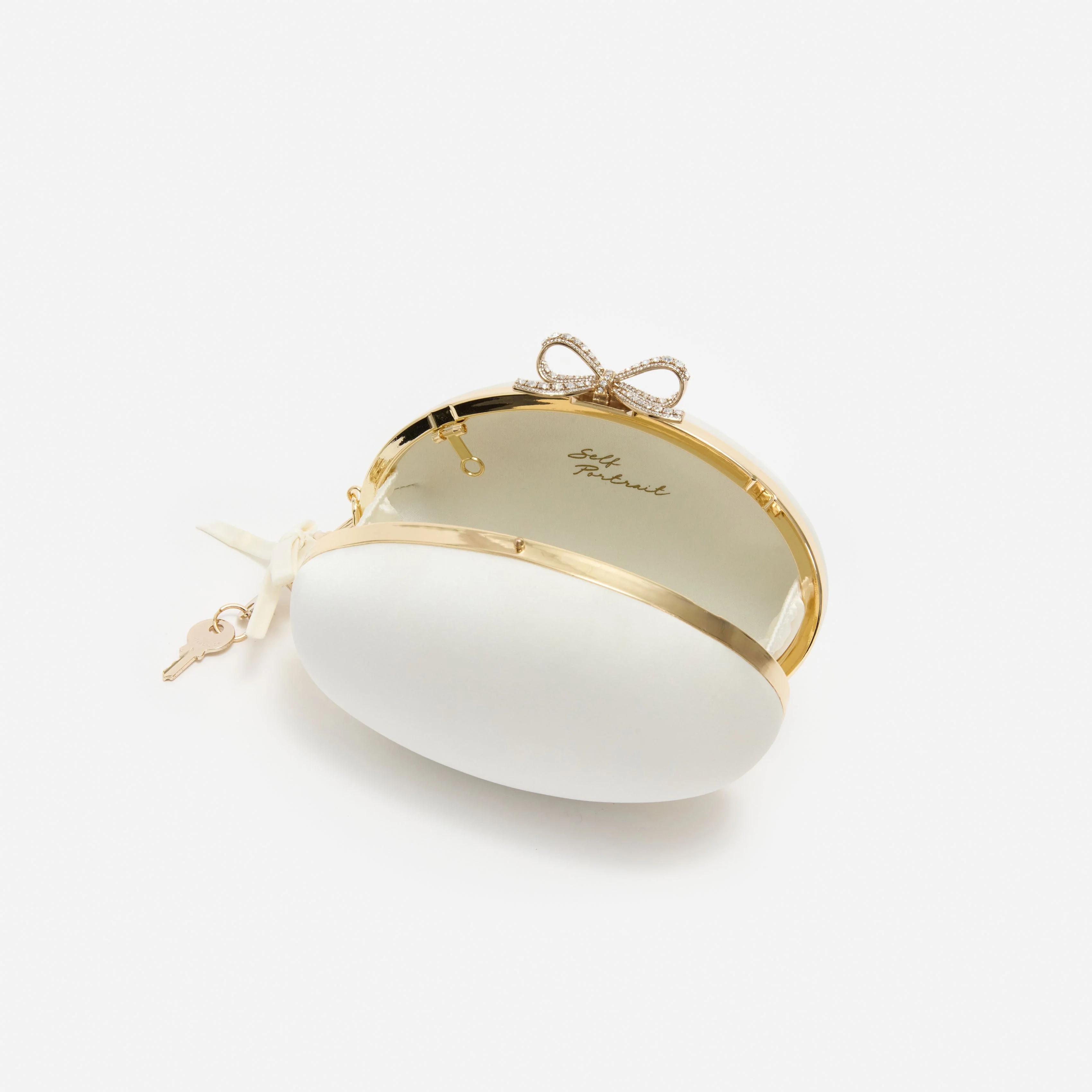 Cream Satin Oval Clutch - Image 6