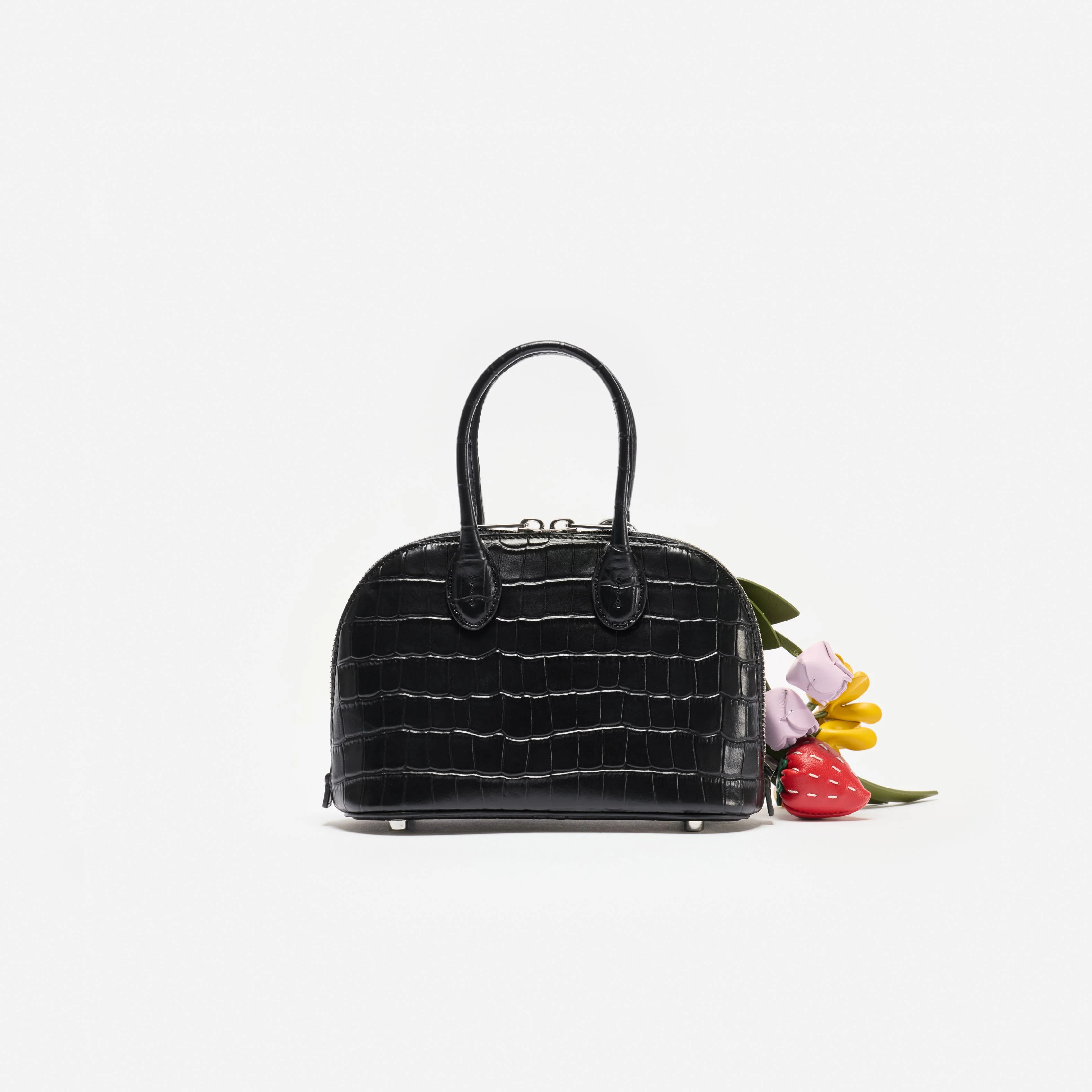 Embossed Leather Black Mini Bag - Image 3
