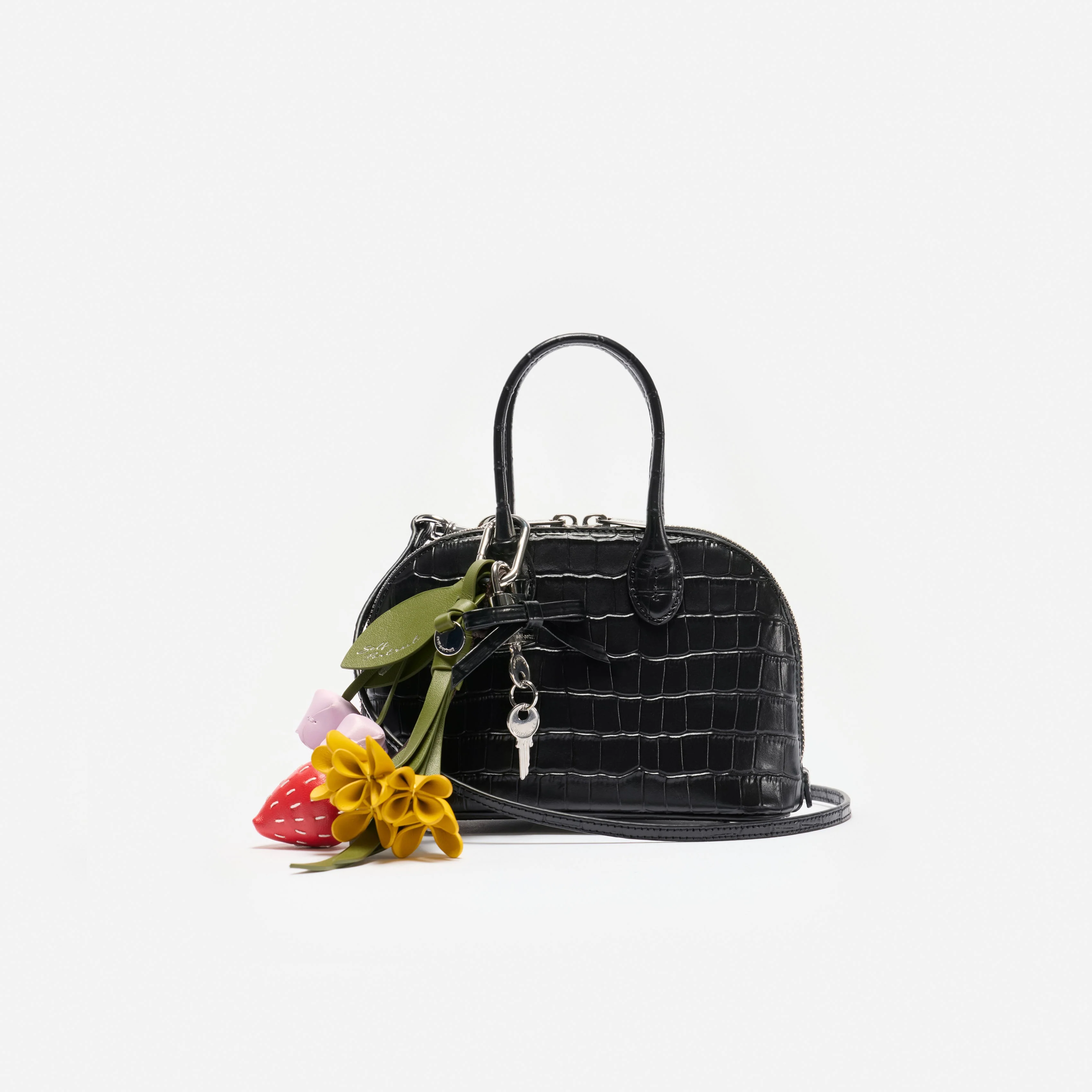 Embossed Leather Black Mini Bag - Image 4