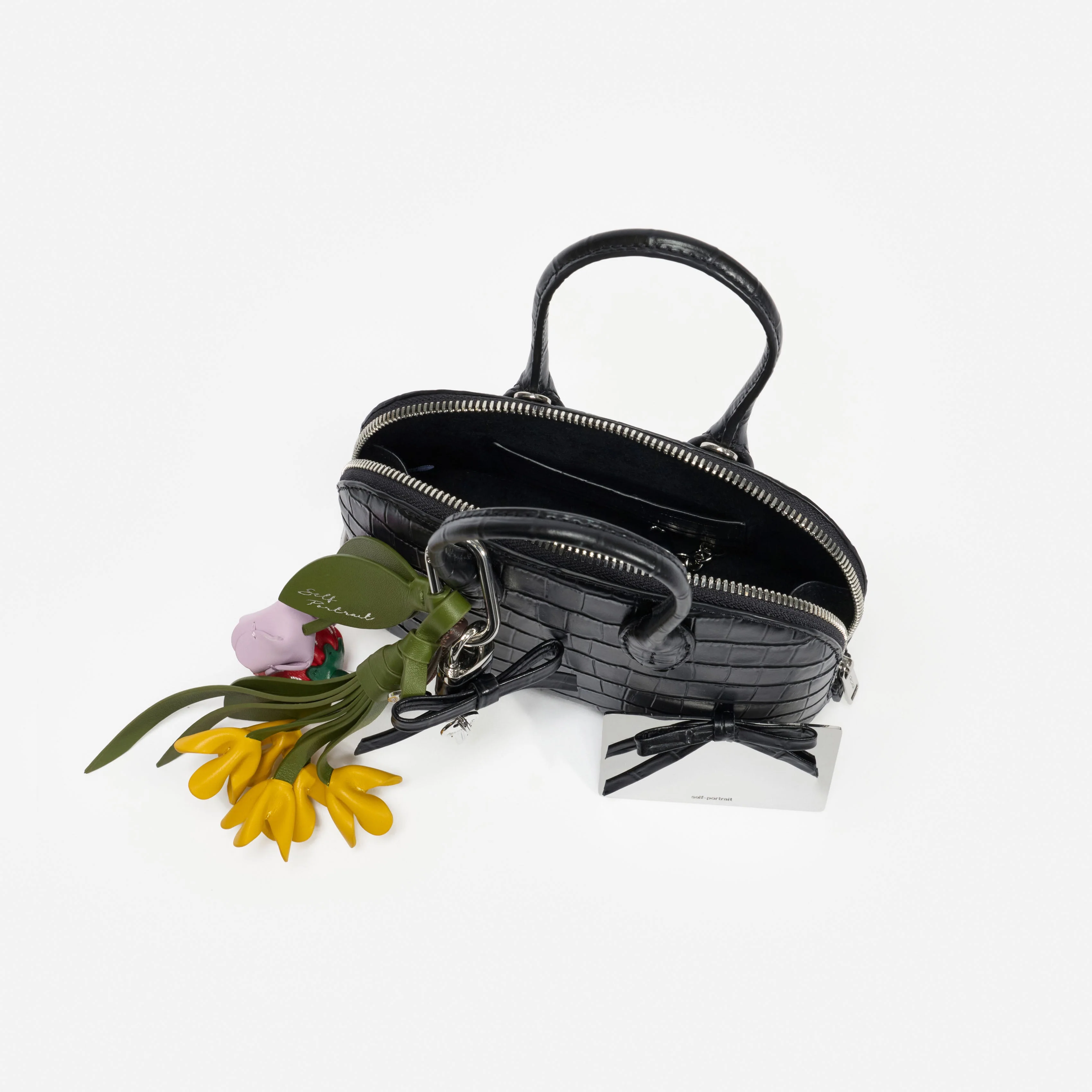 Embossed Leather Black Mini Bag - Image 5