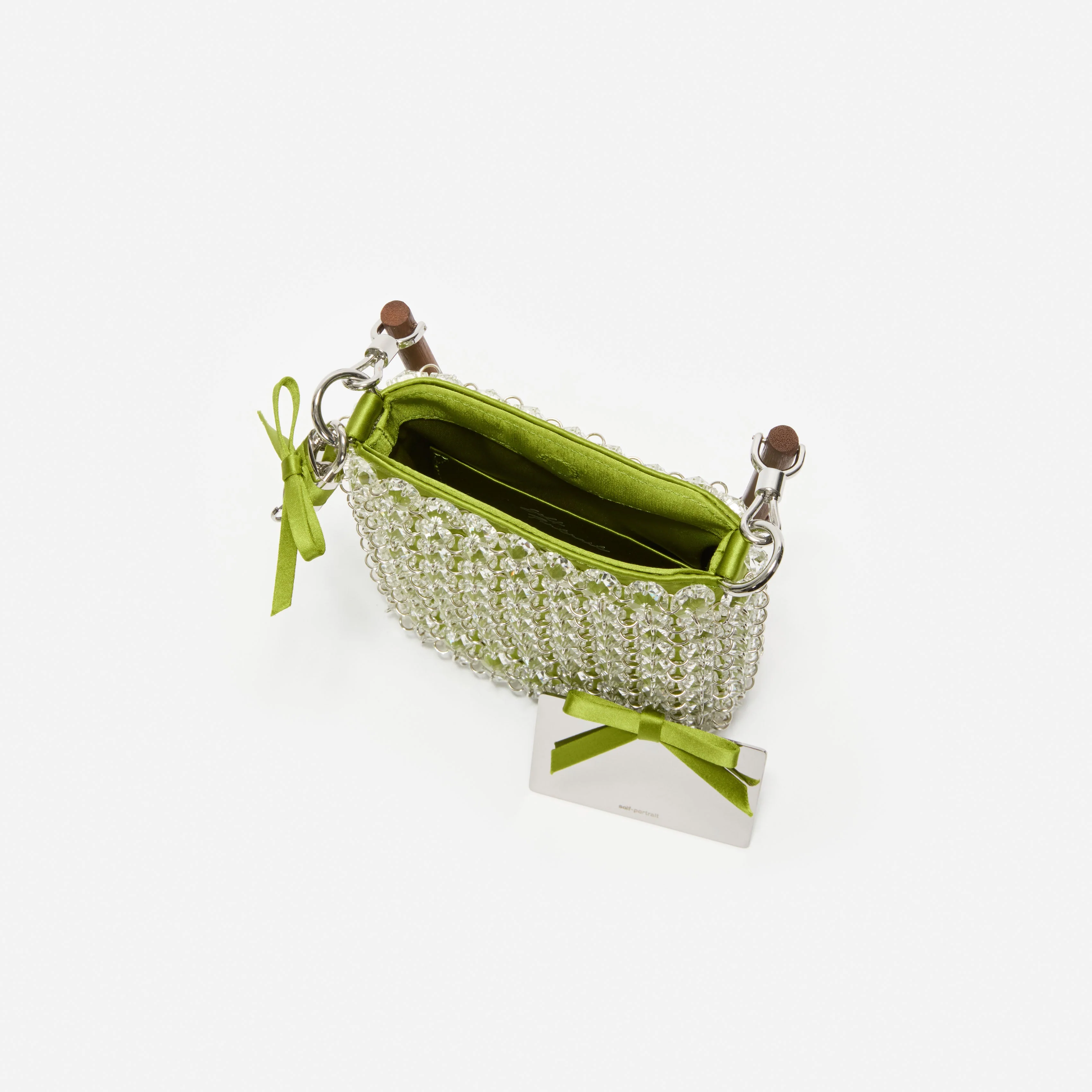 Green Crystal Chain Mini Tote Bag - Image 5