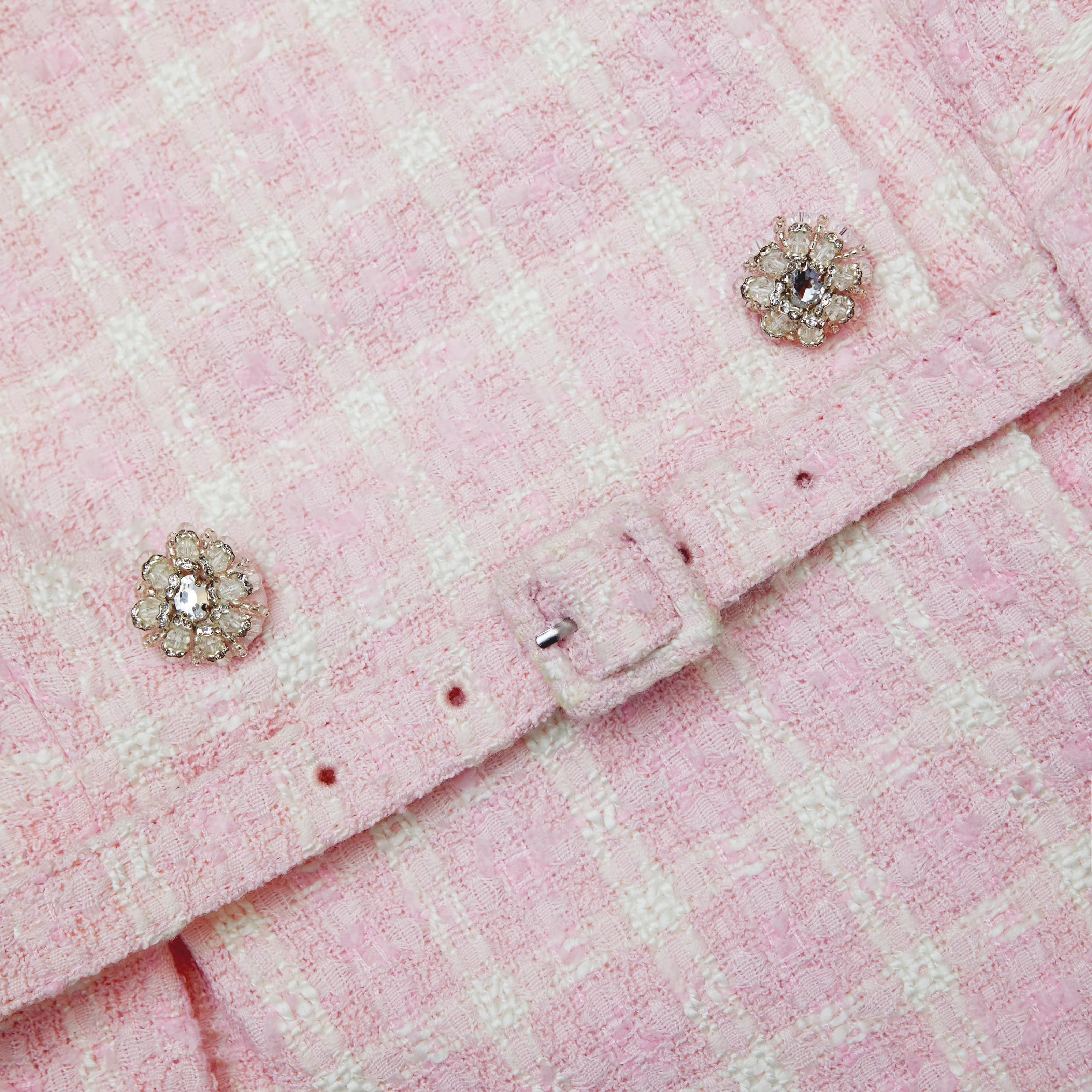 Pink Boucle Off Shoulder Mini Dress - Image 5