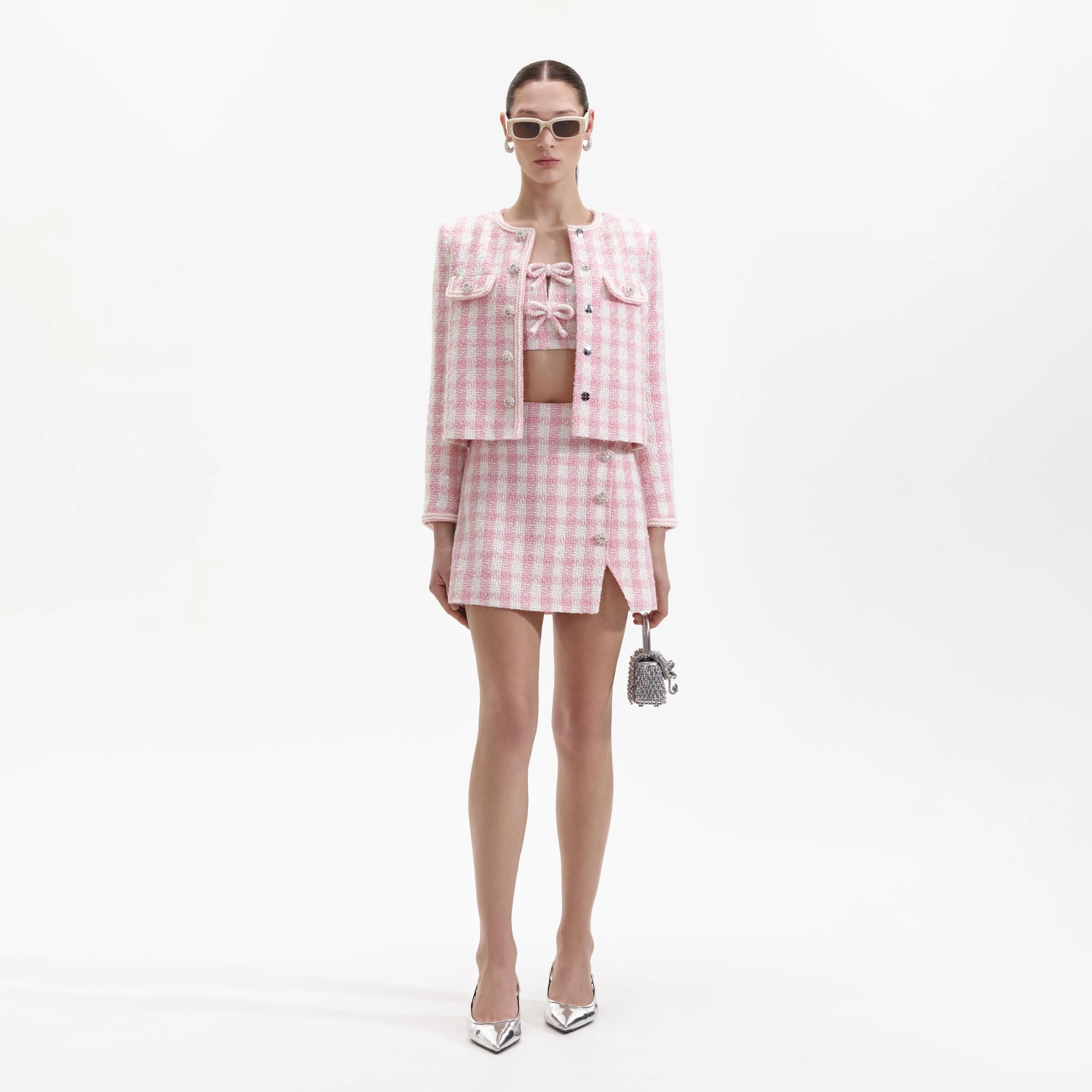 Pink Check Boucle Jacket