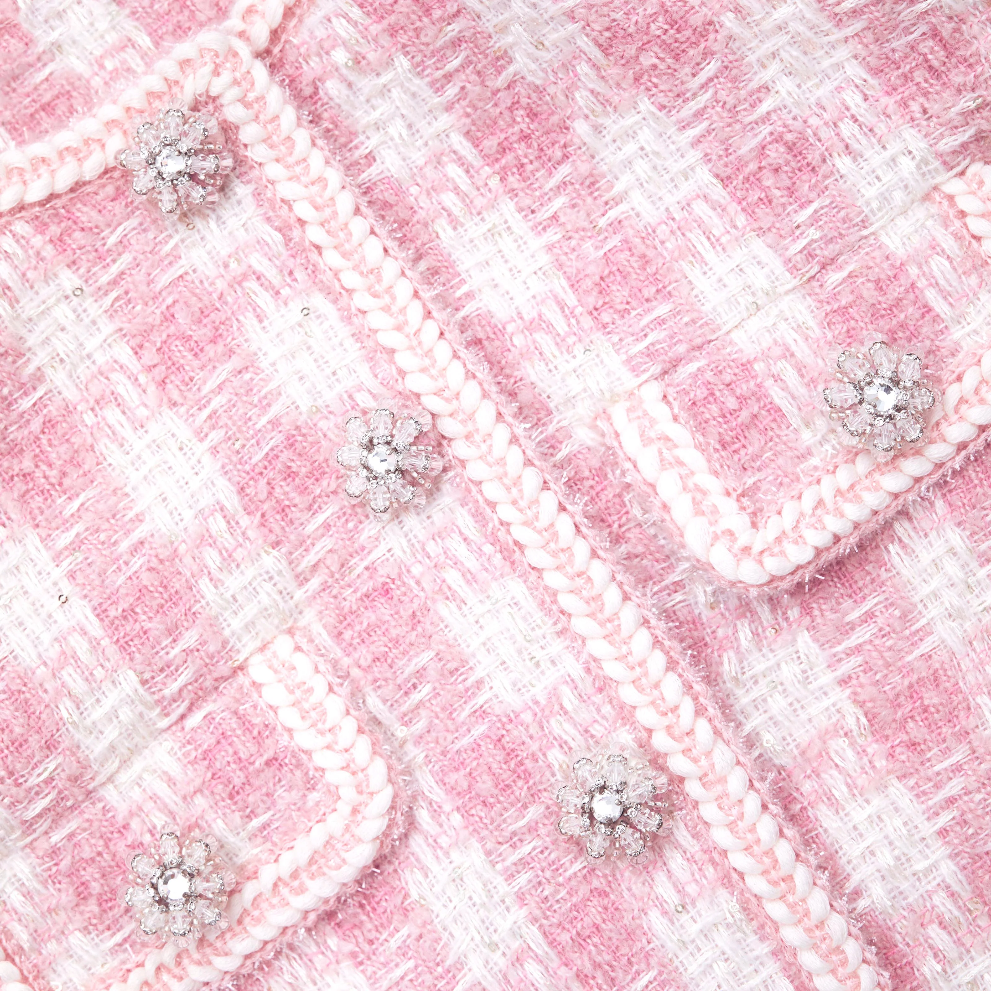 Pink Check Boucle Jacket - Image 5