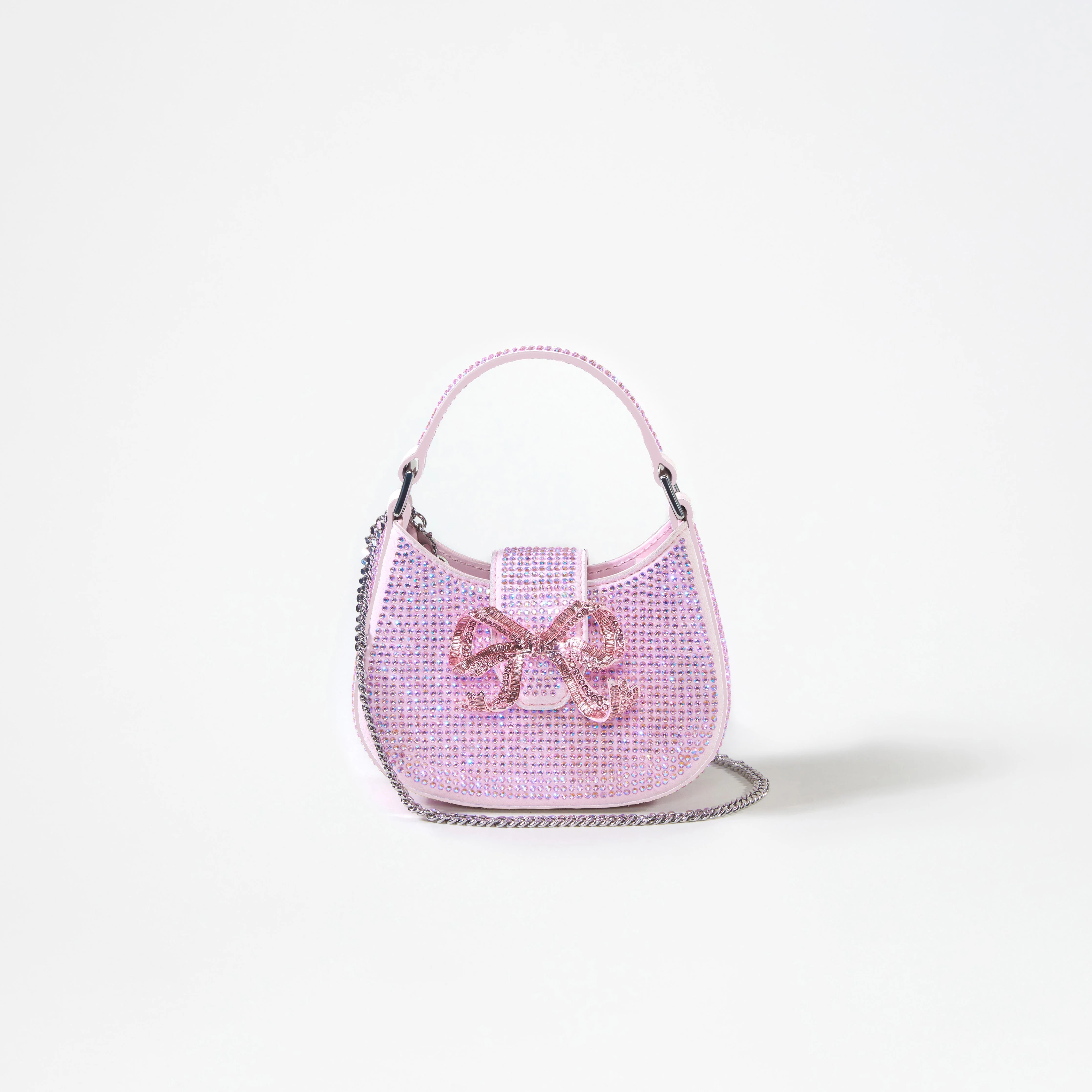 Pink Rhinestone Crescent Bow Micro Bag - Image 4