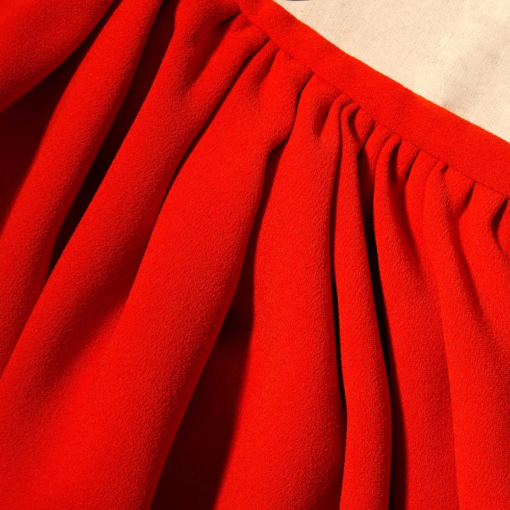 Red Crepe Ruched Midi Dress - Image 5