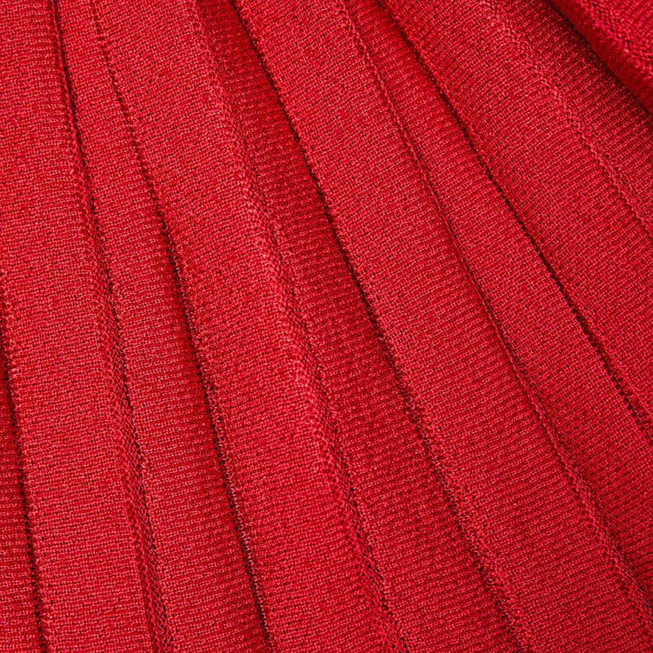 Red Knit Bow Mini Dress - Image 6