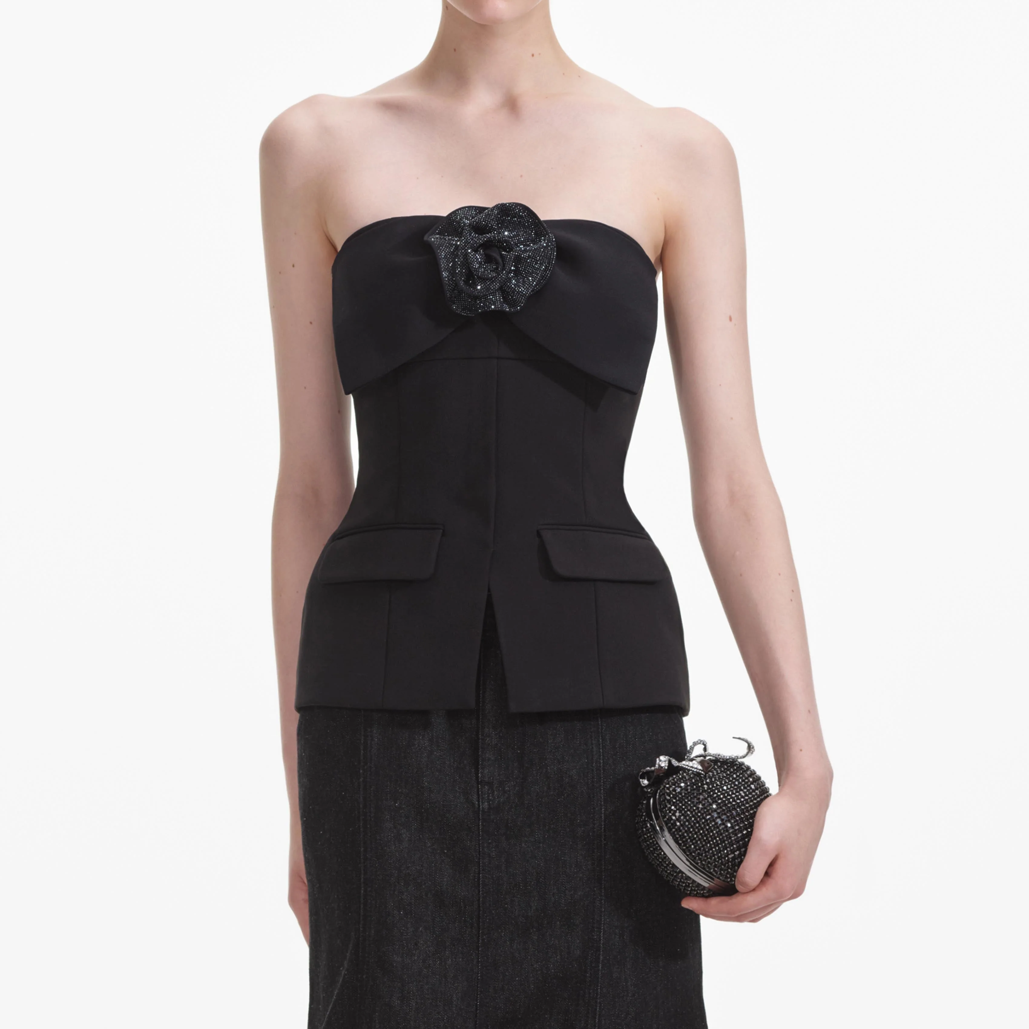 Black Crepe Corsage Top - Image 4